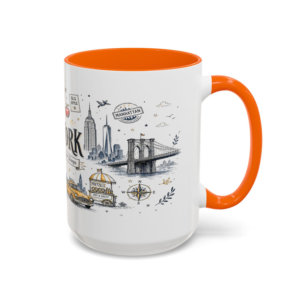 New York City Coffee Mug | New York Souvenir Travel Gift | Accent Color Ceramic 11oz 15oz