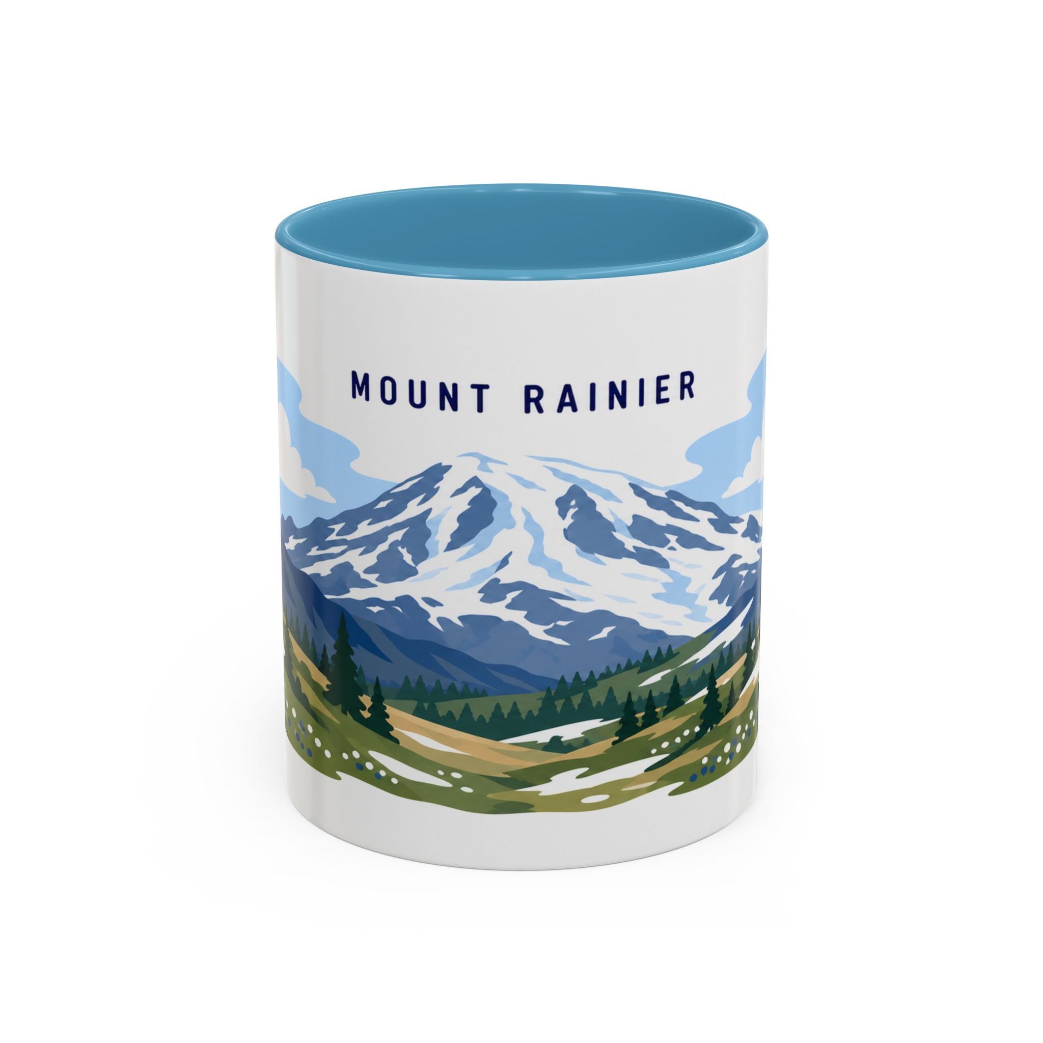 Mount Rainier National Park Coffee Mug | Solid Color Block Park Souvenir | 11oz 15oz Accent Mug