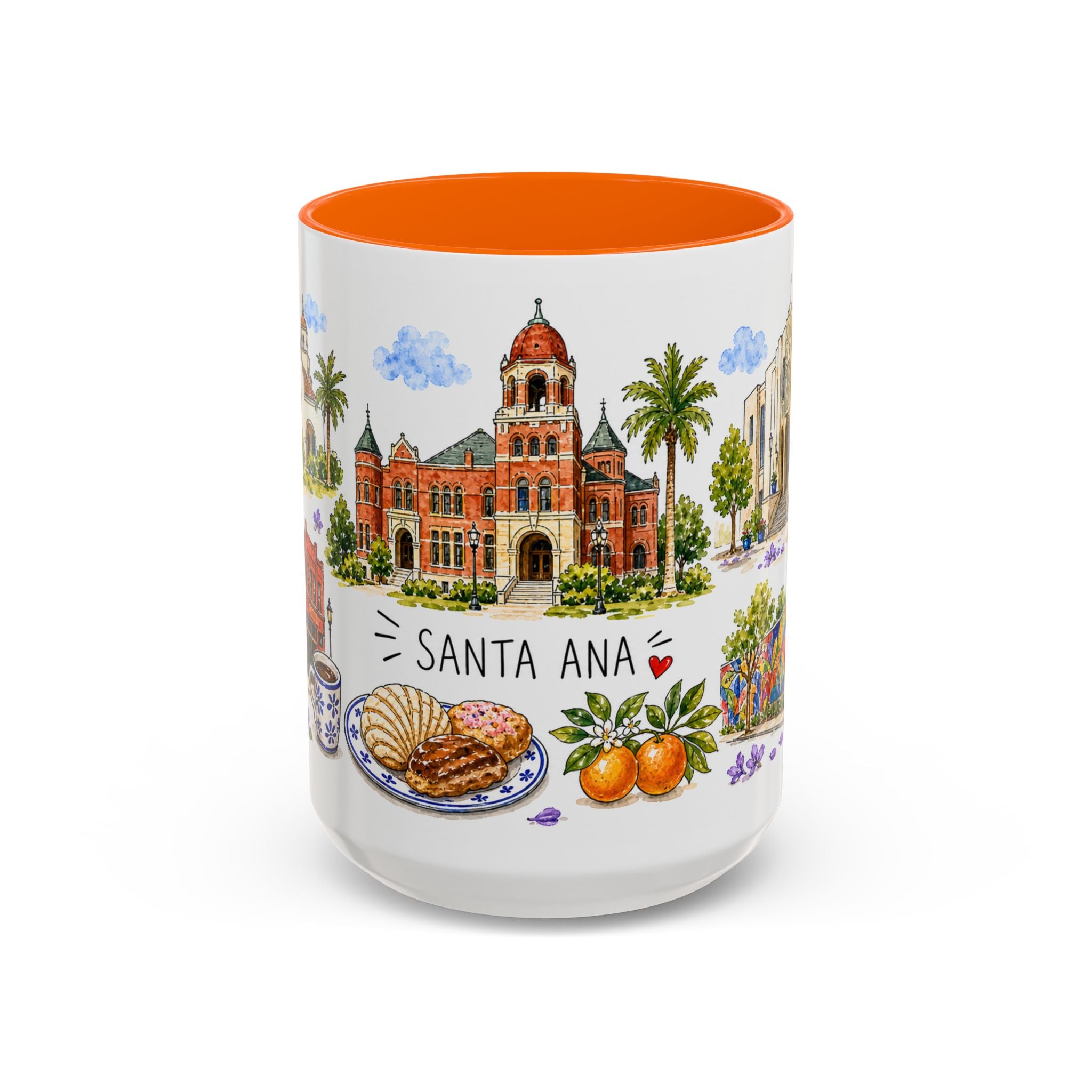 Santa Ana Illustrated Travel Mug | City Souvenir Accent Coffee Mug | 11oz 15oz Ceramic Cup