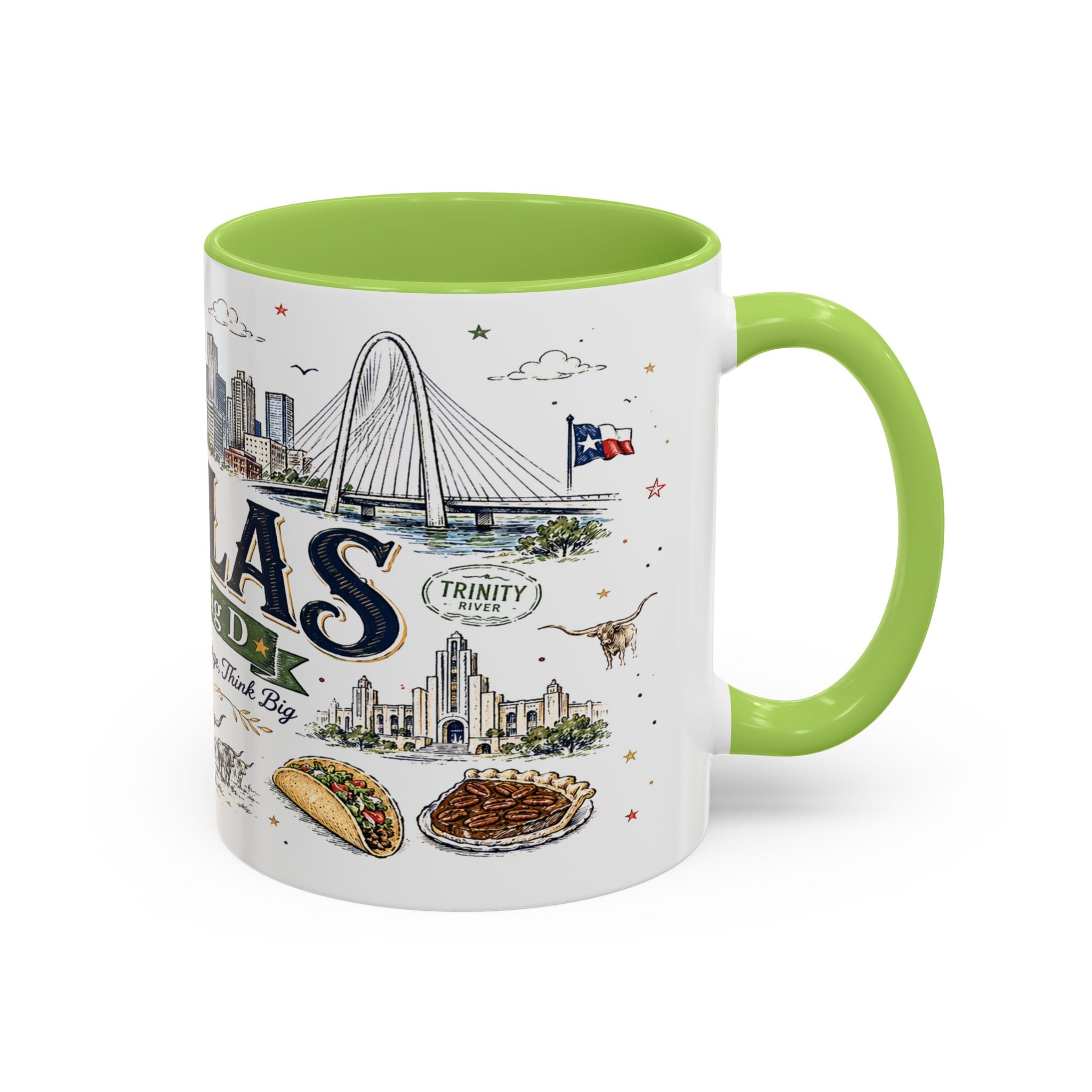 Dallas Coffee Mug | Texas Souvenir City Gift | Accent Color Ceramic 11oz 15oz