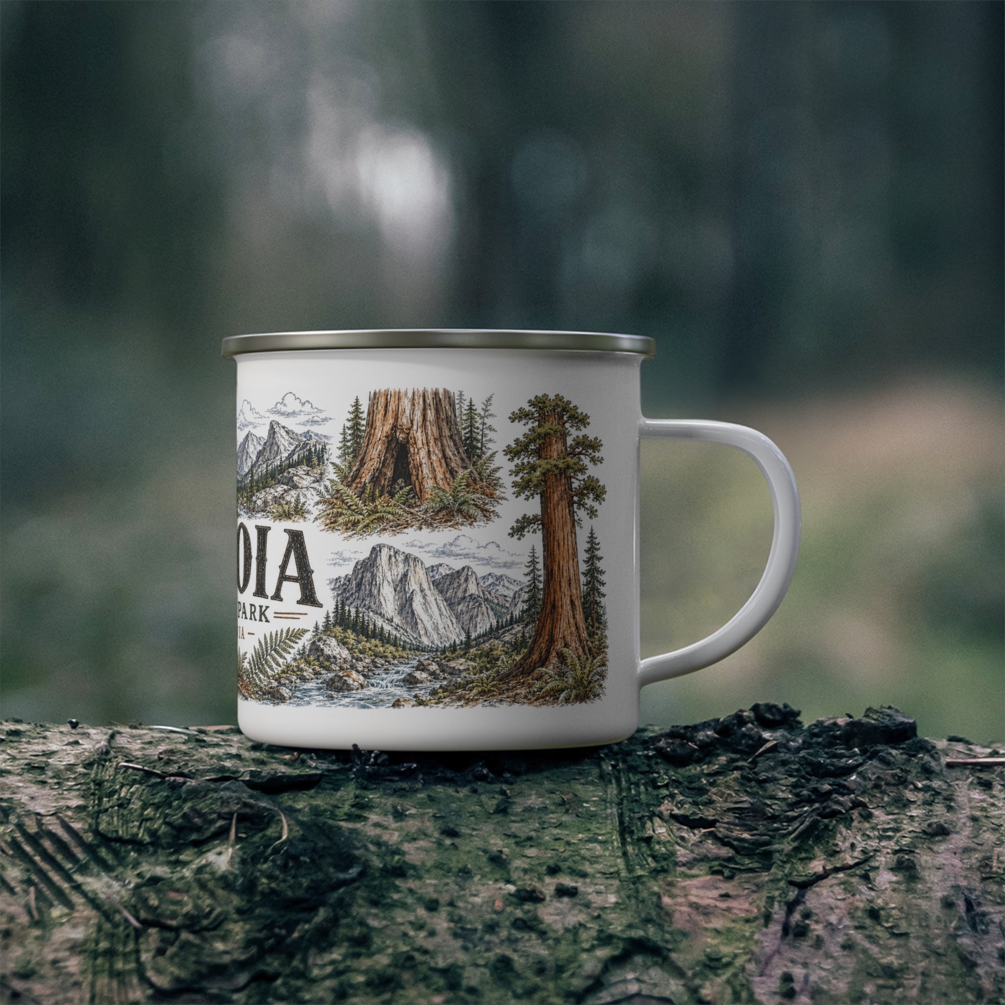 Sequoia National Park Vintage Enamel Camping Mug | 12oz National Park Hiking Gift