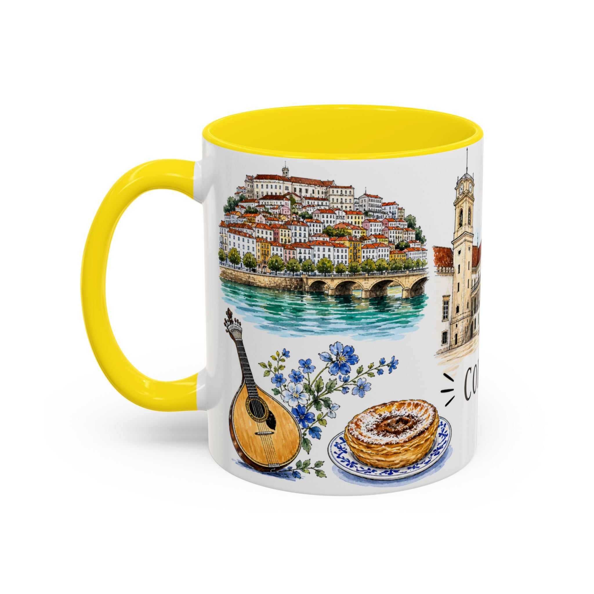 Coimbra Illustrated Travel Mug | City Souvenir Accent Coffee Mug | 11oz 15oz Ceramic Cup