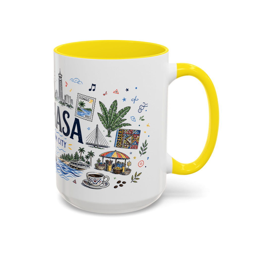 Kinshasa Coffee Mug | DR Congo Souvenir Travel Gift | Accent Color Ceramic 11oz 15oz
