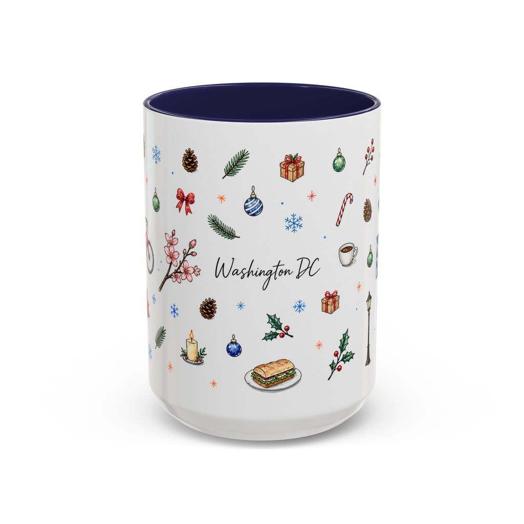 Washington DC Christmas Mug | Watercolor City Souvenir | Ceramic Coffee Cup 11oz 15oz