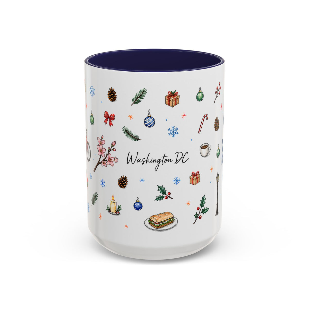 Washington DC Christmas Mug | Watercolor City Souvenir | Ceramic Coffee Cup 11oz 15oz