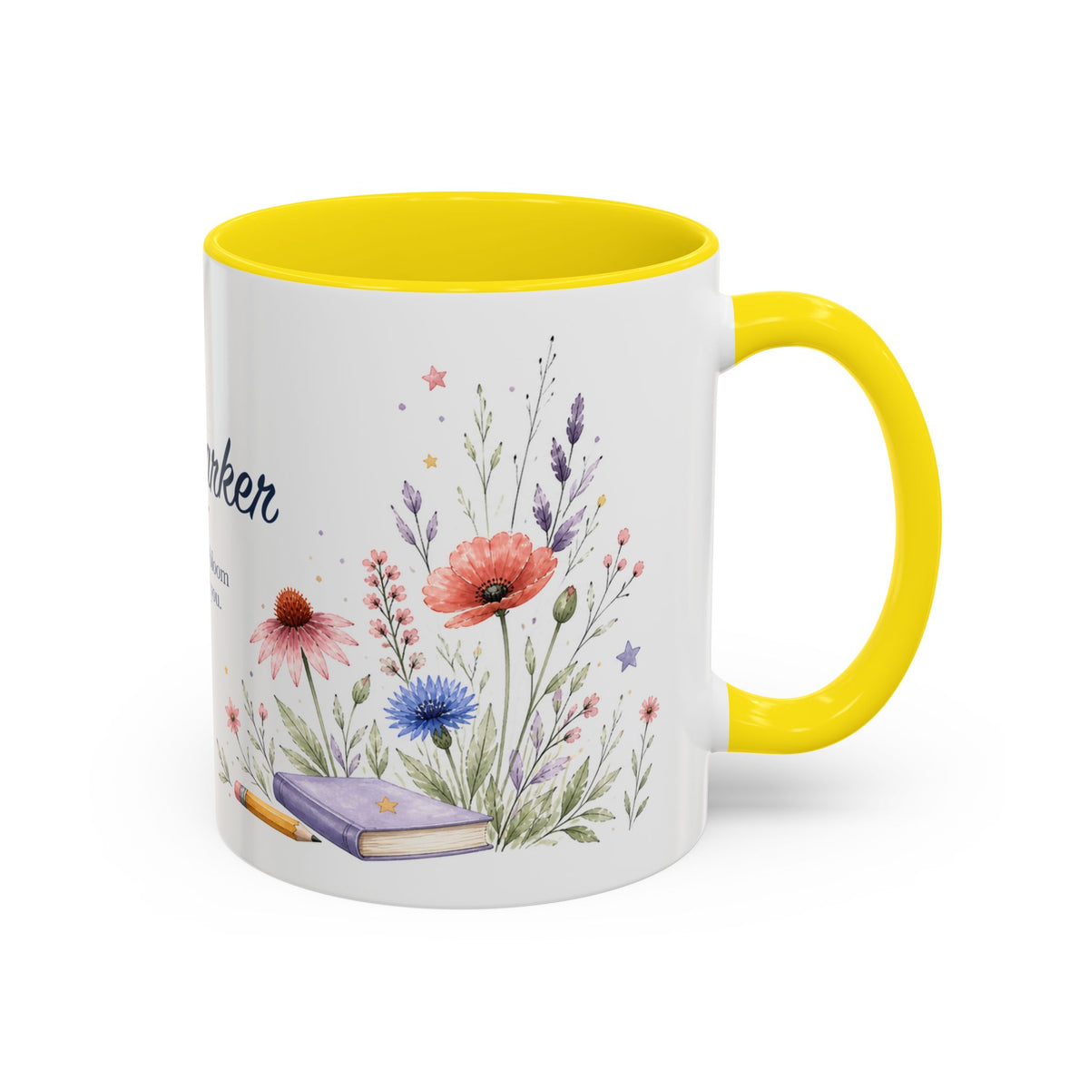Personalized Kindergarten Teacher Mug | Custom Name Wildflower Rainbow Cup | Back to School Gift