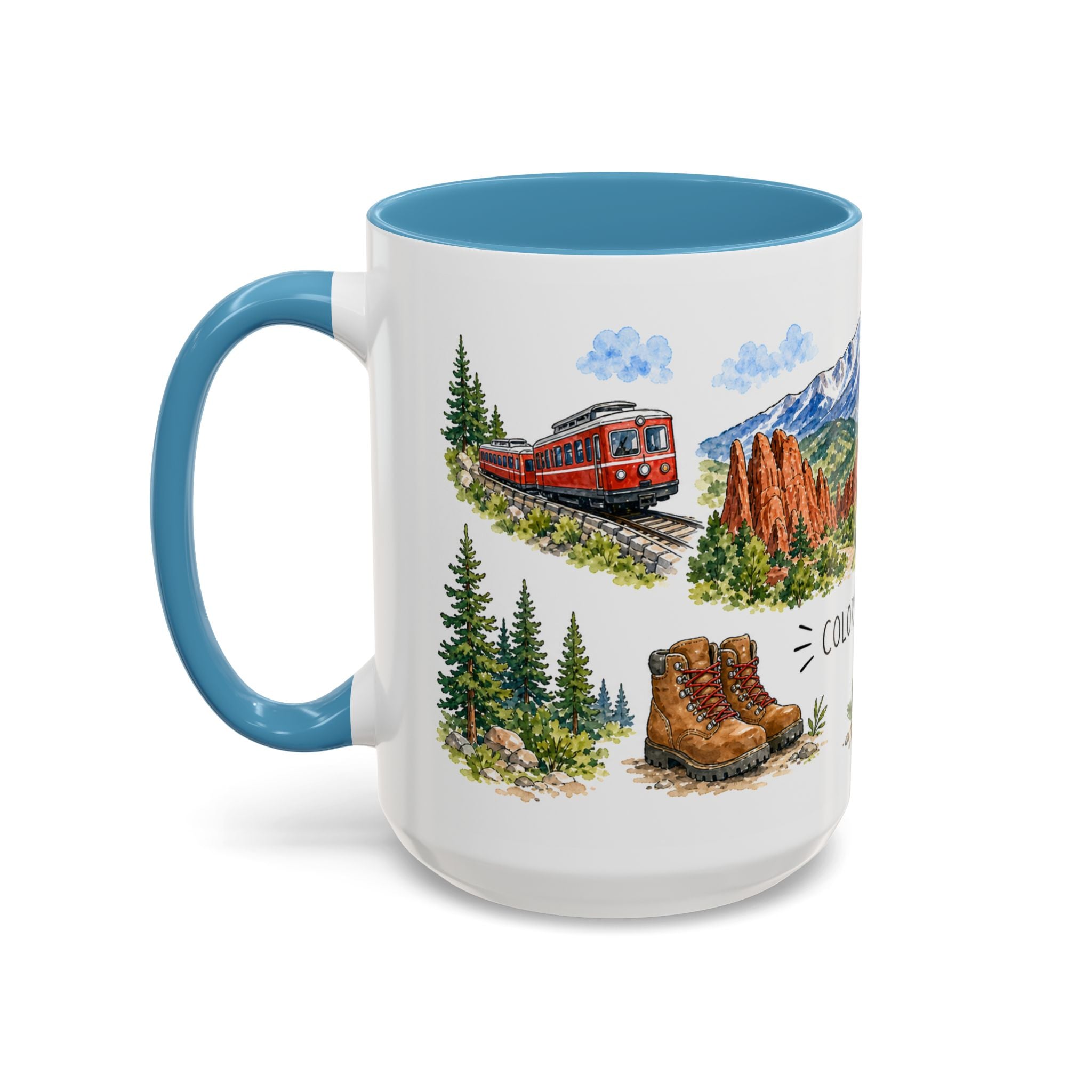 Colorado Springs Illustrated Travel Mug | City Souvenir Accent Coffee Mug | 11oz 15oz Ceramic Cup