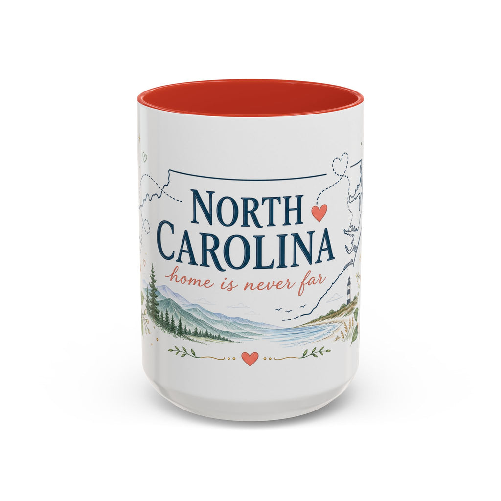 North Carolina State Map Mug | Moving Away, Homesick Gift | Botanical Accent Coffee Cup