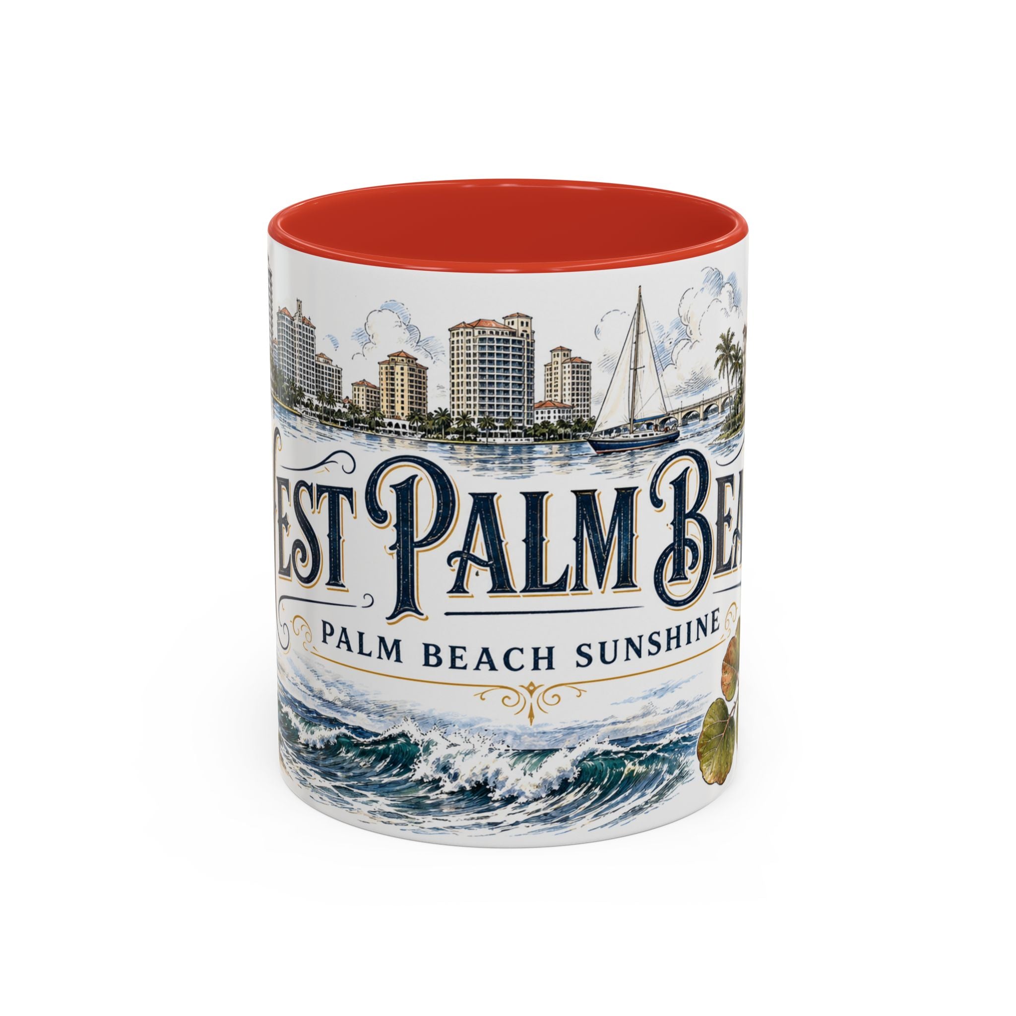 West Palm Beach Coffee Mug | United States Travel Souvenir | Vintage Illustrated City Gift | 11 oz 15 oz Accent Mug