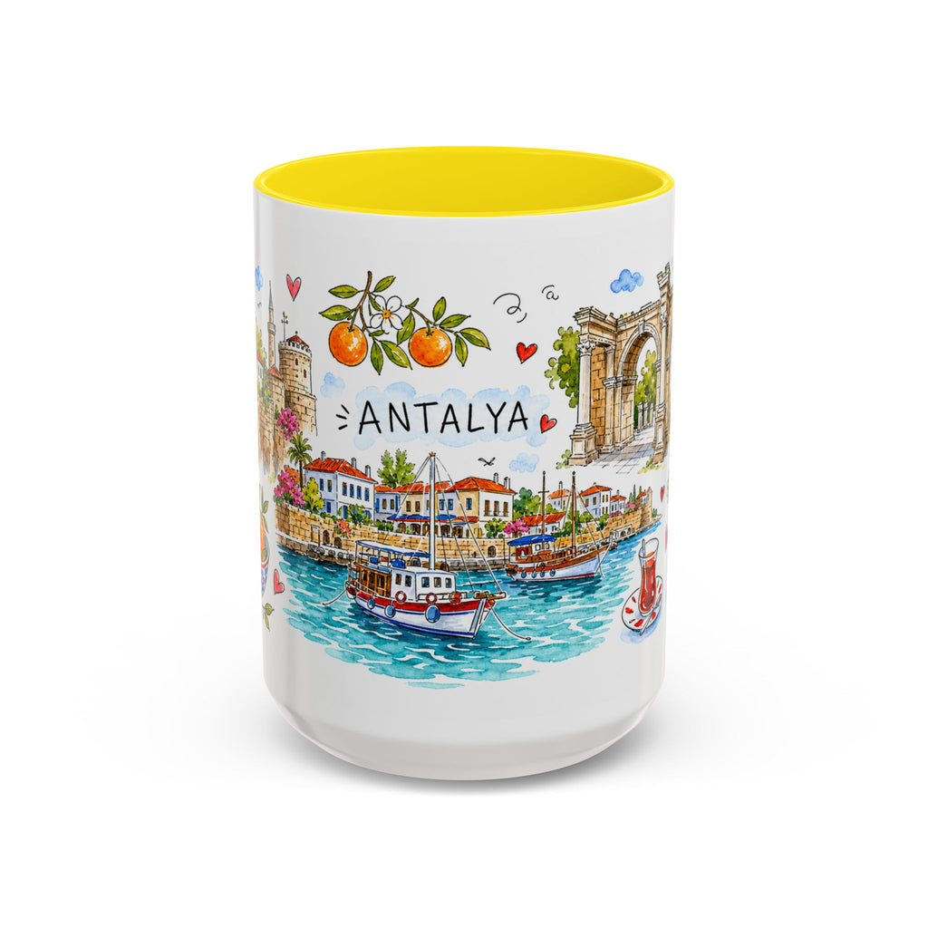 Antalya Travel Mug | European City Souvenir Accent Coffee Mug | 11oz 15oz Ceramic Cup