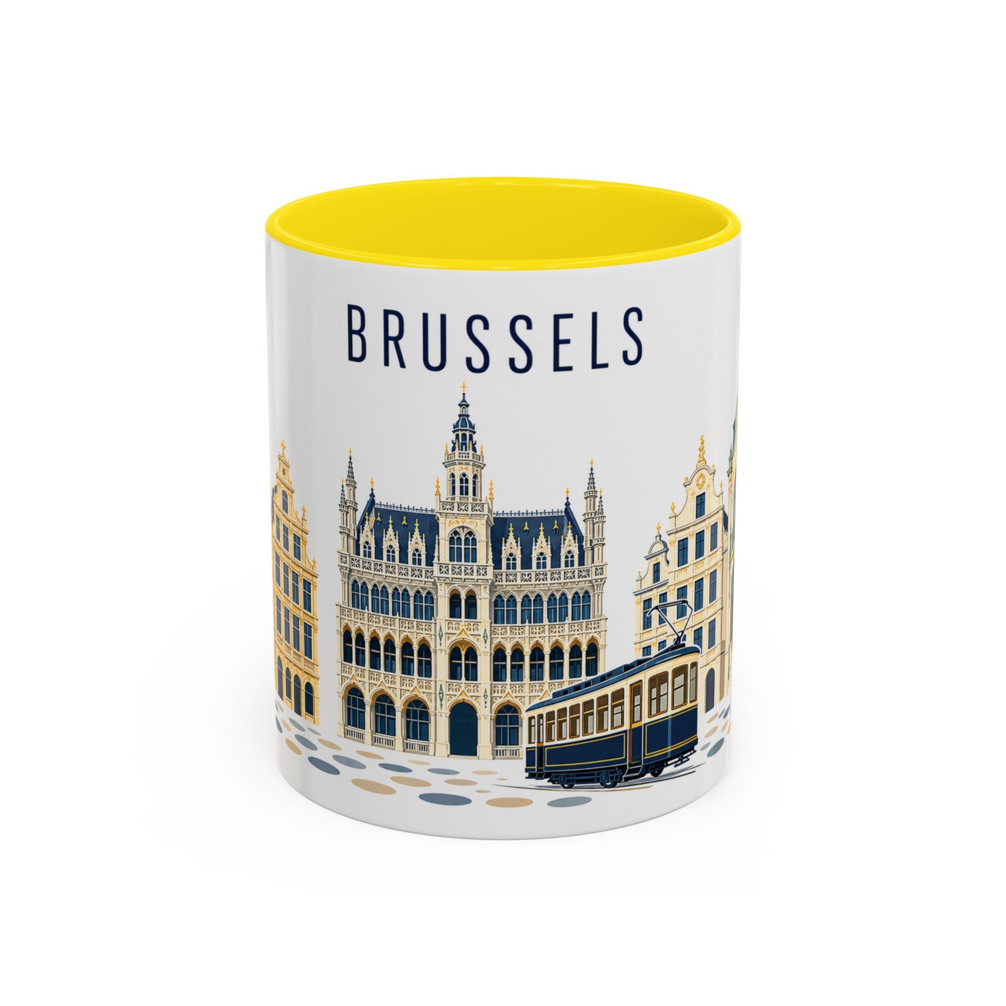 Brussels Coffee Mug | Belgium Travel Souvenir | Porcelain Decal City Gift | 11oz 15oz Accent Mug