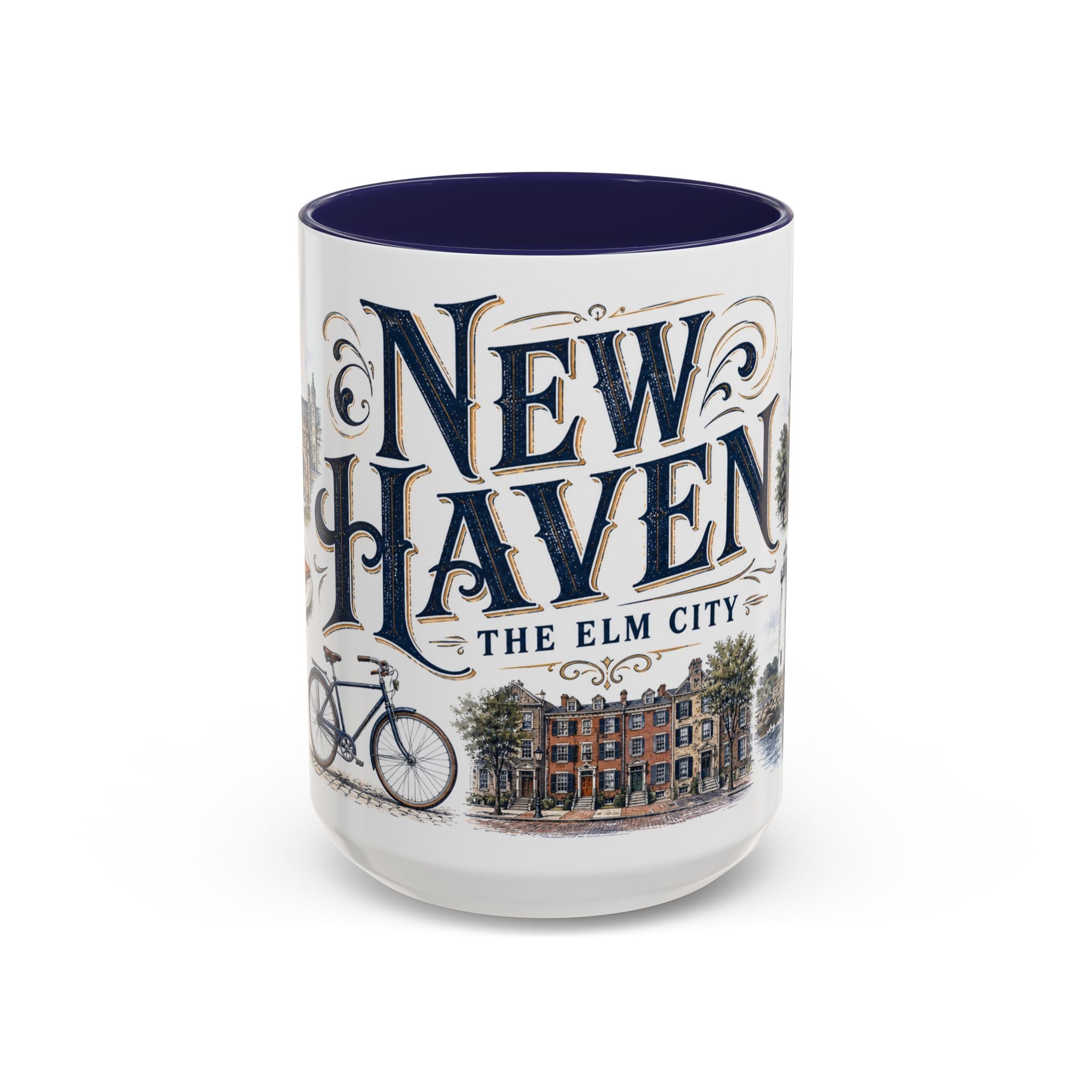 New Haven Coffee Mug | United States Travel Souvenir | Vintage Illustrated City Gift | 11 oz 15 oz Accent Mug