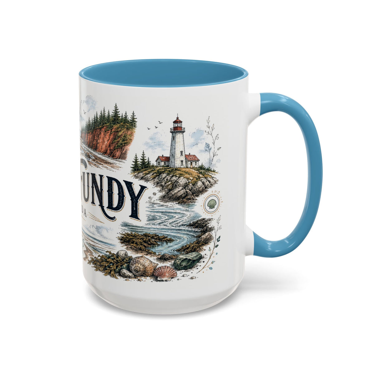 Bay of Fundy Mug, Canada Travel Souvenir, Bucket List Gift, Accent Ceramic Coffee Mug 11oz 15oz