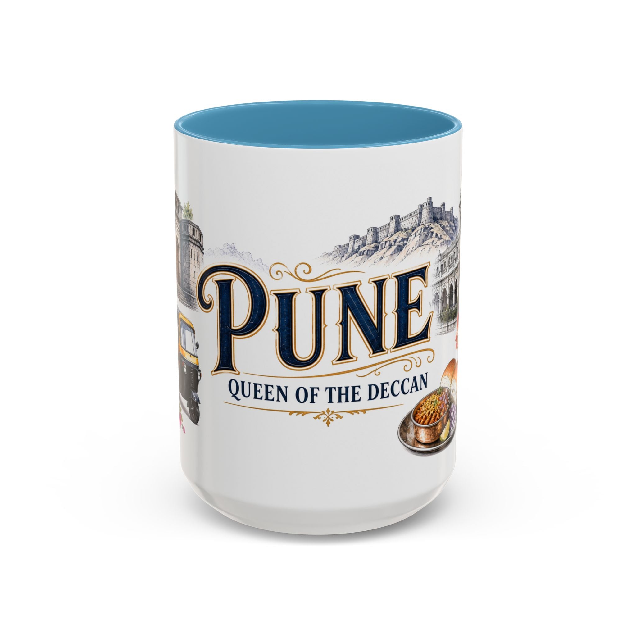 Pune Coffee Mug | India Travel Souvenir | Vintage Illustrated City Gift | 11 oz 15 oz Accent Mug
