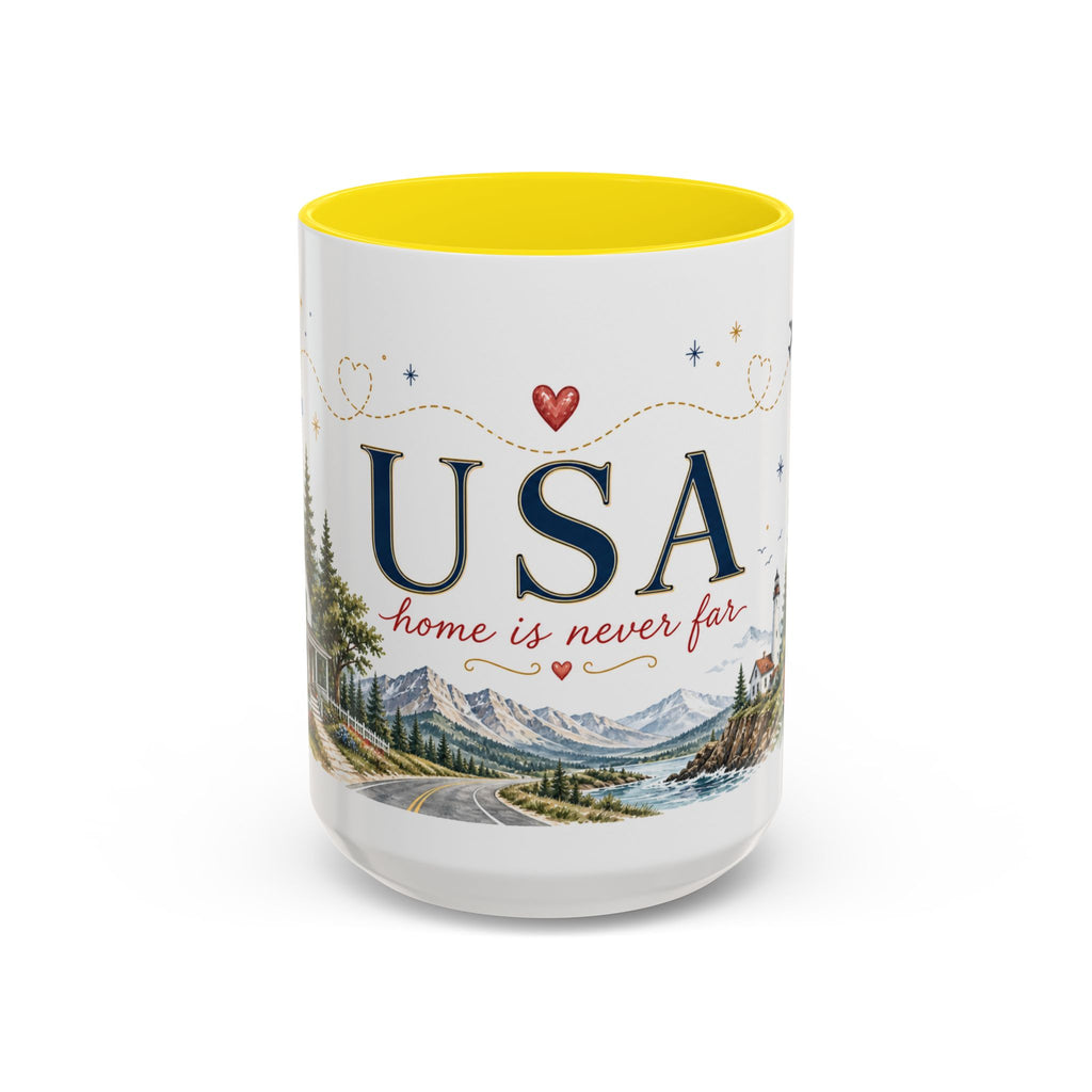 USA Home Country Mug | Moving Away Gift | Long Distance Friendship | 11 oz 15 oz Accent Mug
