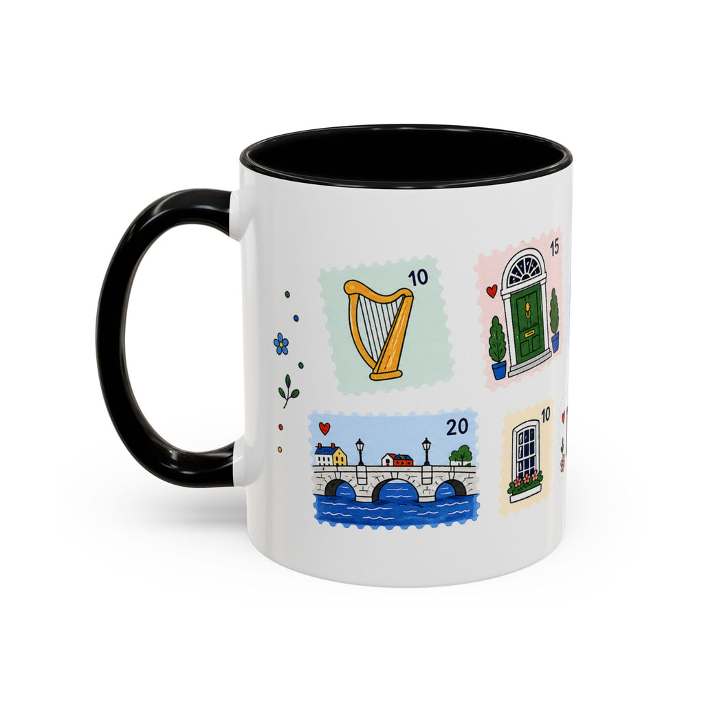 Dublin Coffee Mug | Postage Stamp Collage Mug | Travel Souvenir Accent Cup 11oz 15oz