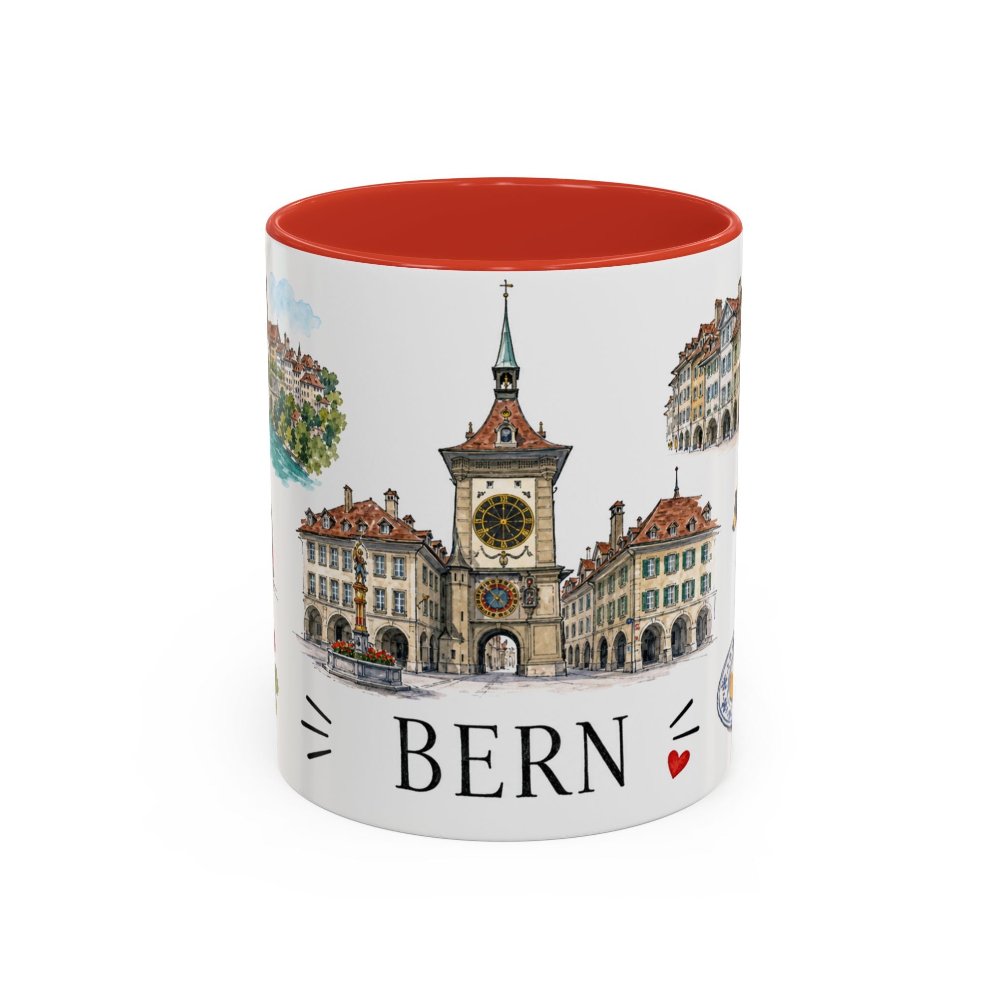 Bern Illustrated Travel Mug | City Souvenir Accent Coffee Mug | 11oz 15oz Ceramic Cup