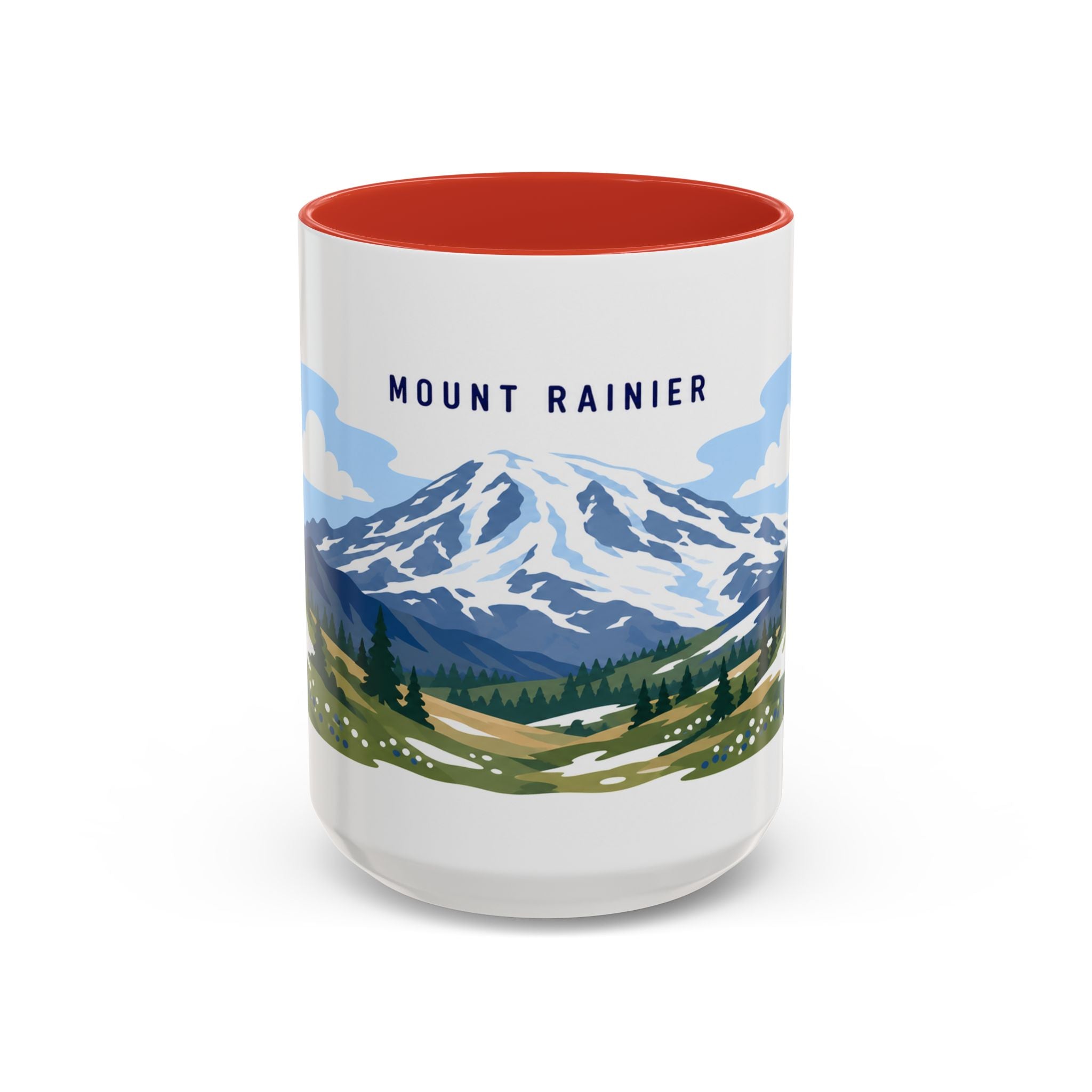 Mount Rainier National Park Coffee Mug | Solid Color Block Park Souvenir | 11oz 15oz Accent Mug