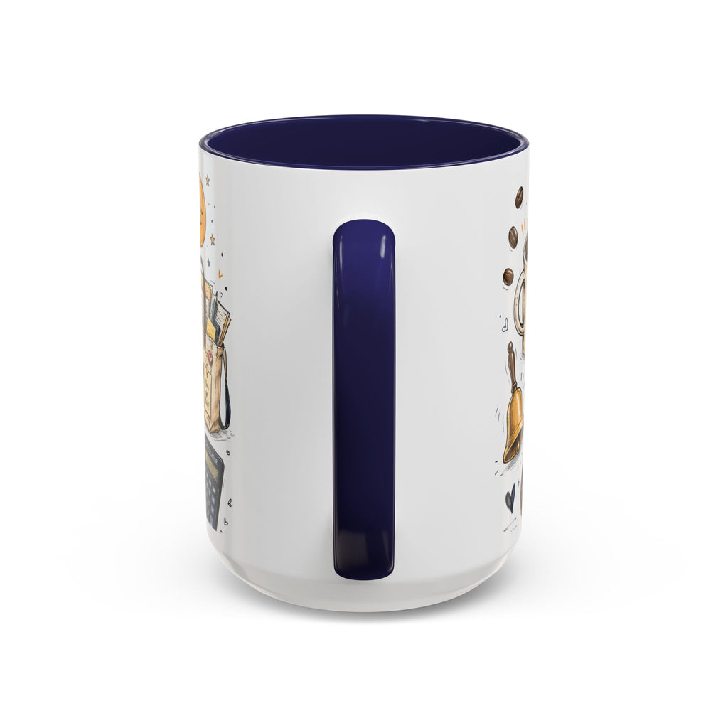 Teacher Fuel Coffee Mug | Powered by Coffee and Wine Funny Gift | Accent Color Ceramic 11oz 15oz