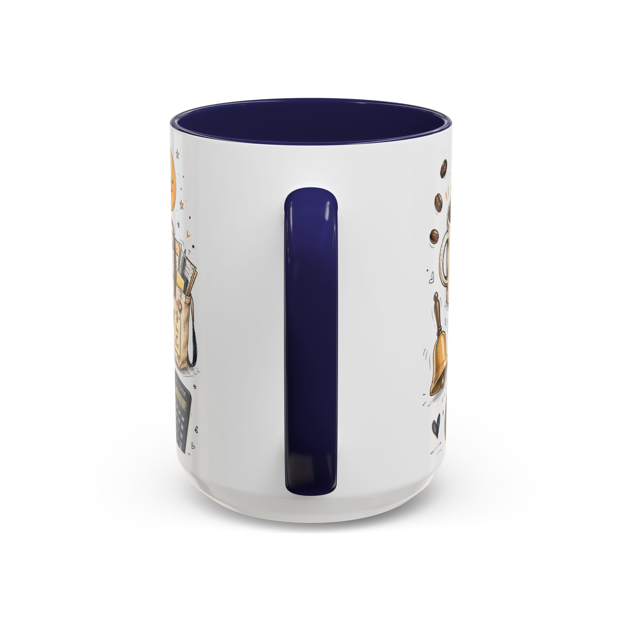 Teacher Fuel Coffee Mug | Powered by Coffee and Wine Funny Gift | Accent Color Ceramic 11oz 15oz