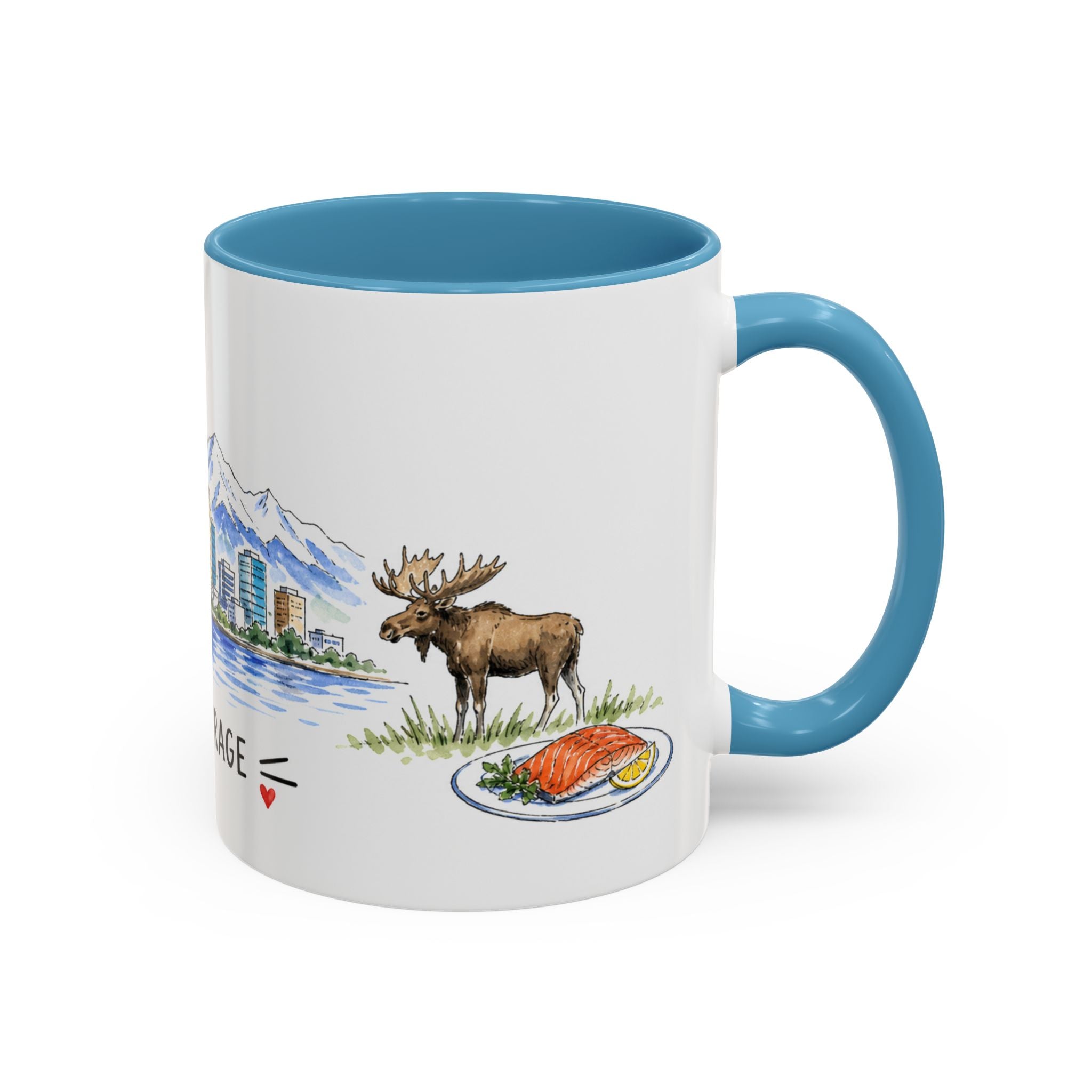Anchorage Illustrated Travel Mug | City Souvenir Accent Coffee Mug | 11oz 15oz Ceramic Cup