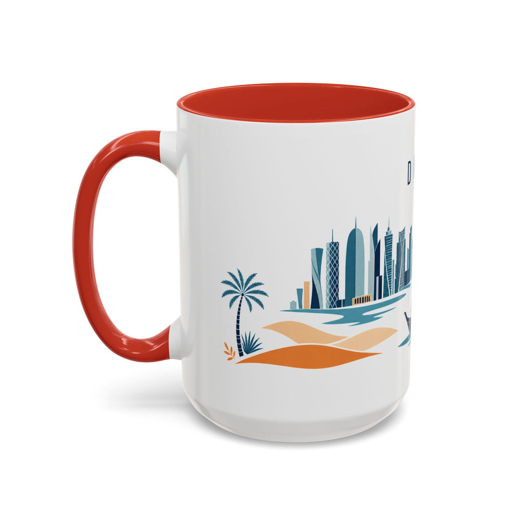 Doha Coffee Mug | Qatar Travel Souvenir | Porcelain Decal City Gift | 11oz 15oz Accent Mug