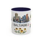 Baltimore Illustrated Travel Mug | City Souvenir Accent Coffee Mug | 11oz 15oz Ceramic Cup