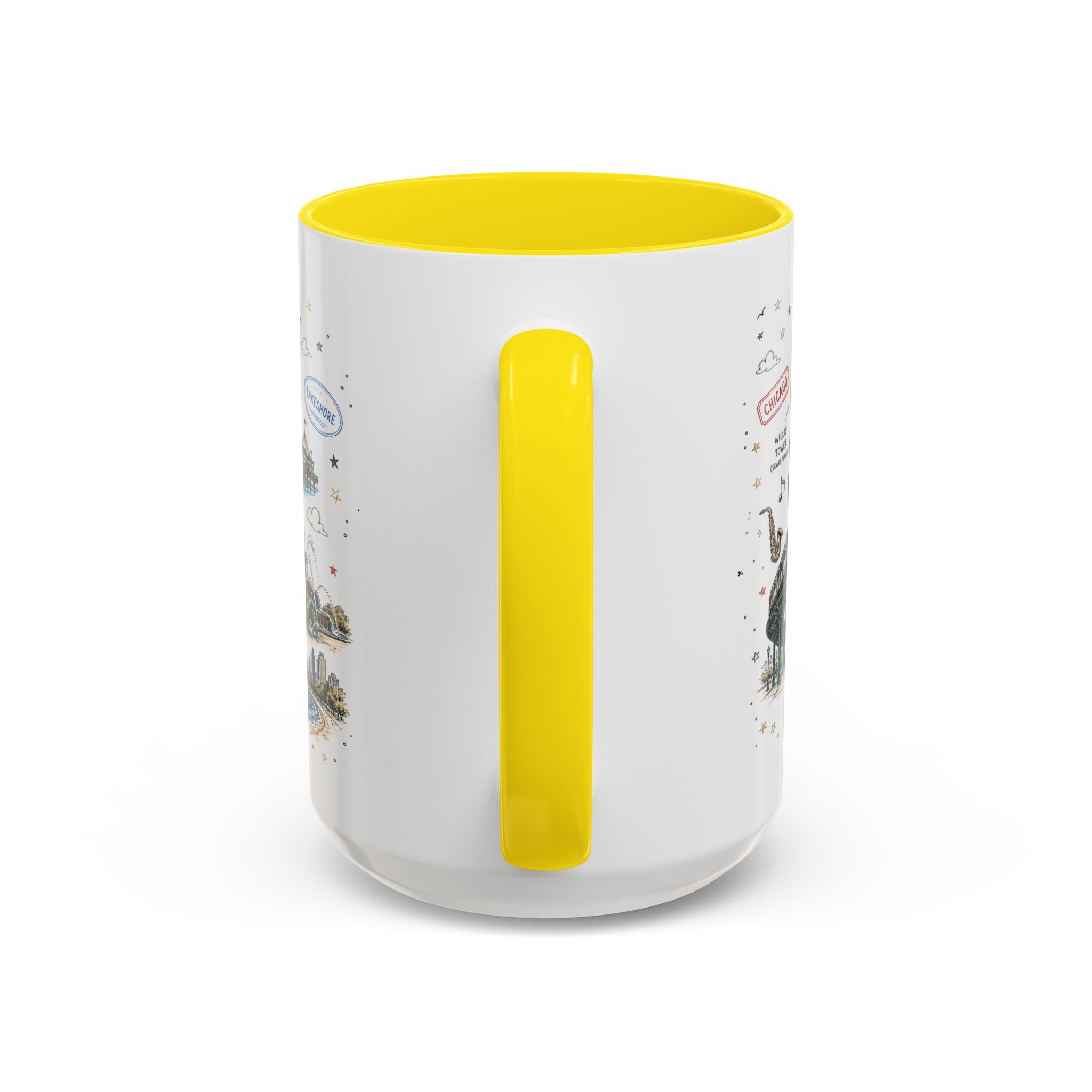 Chicago Coffee Mug | Illinois Souvenir City Gift | Accent Color Ceramic 11oz 15oz