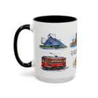 Cleveland Illustrated Travel Mug | City Souvenir Accent Coffee Mug | 11oz 15oz Ceramic Cup