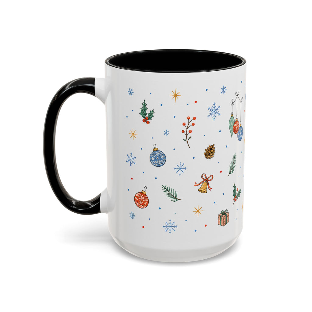 Christmas Ornament Mug | Snowflake Watercolor Holiday Gift | Accent Cup 11oz 15oz