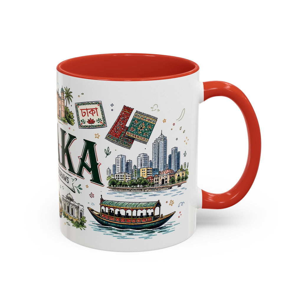 Dhaka Coffee Mug | Bangladesh Souvenir Travel Gift | Accent Color Ceramic 11oz 15oz