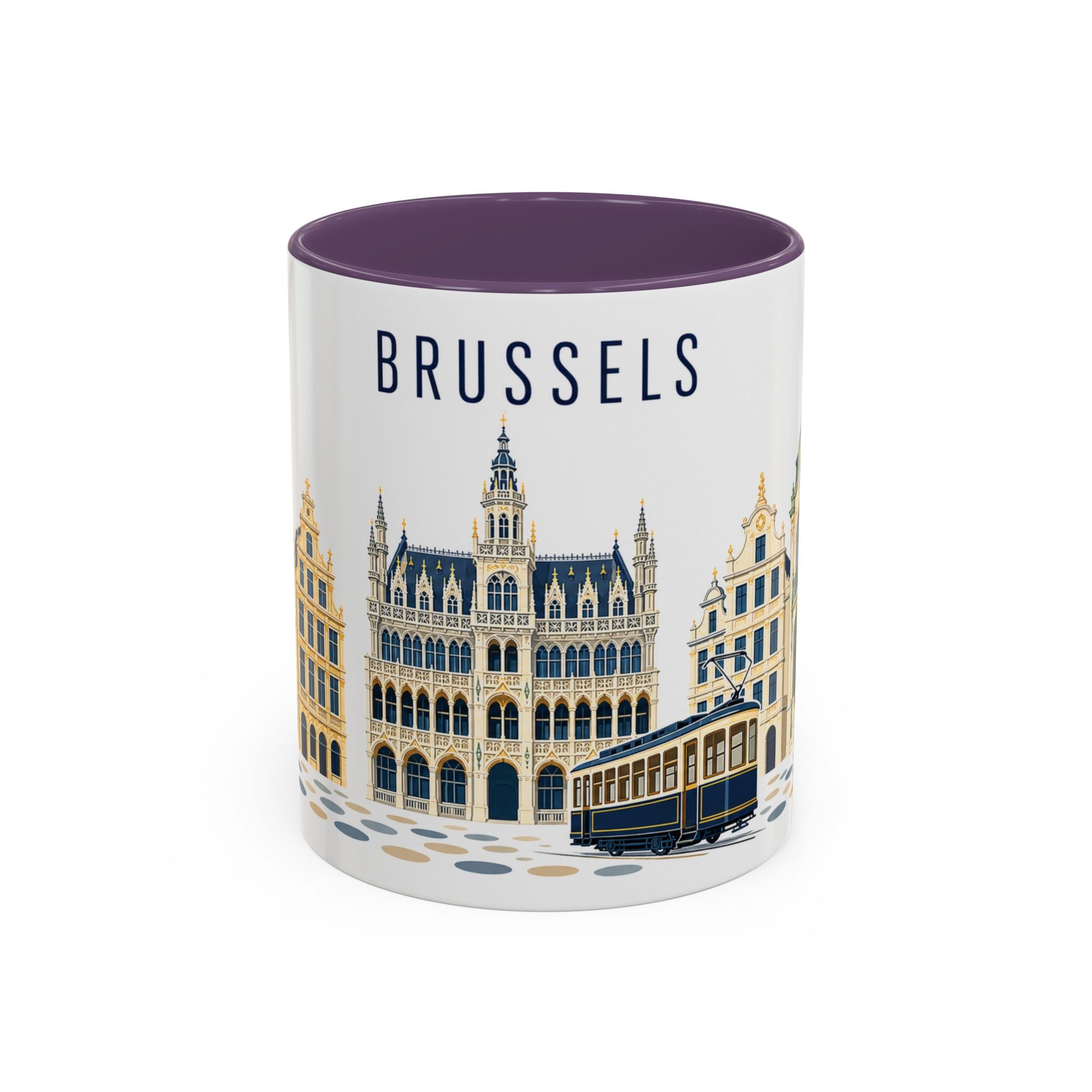 Brussels Coffee Mug | Belgium Travel Souvenir | Porcelain Decal City Gift | 11oz 15oz Accent Mug