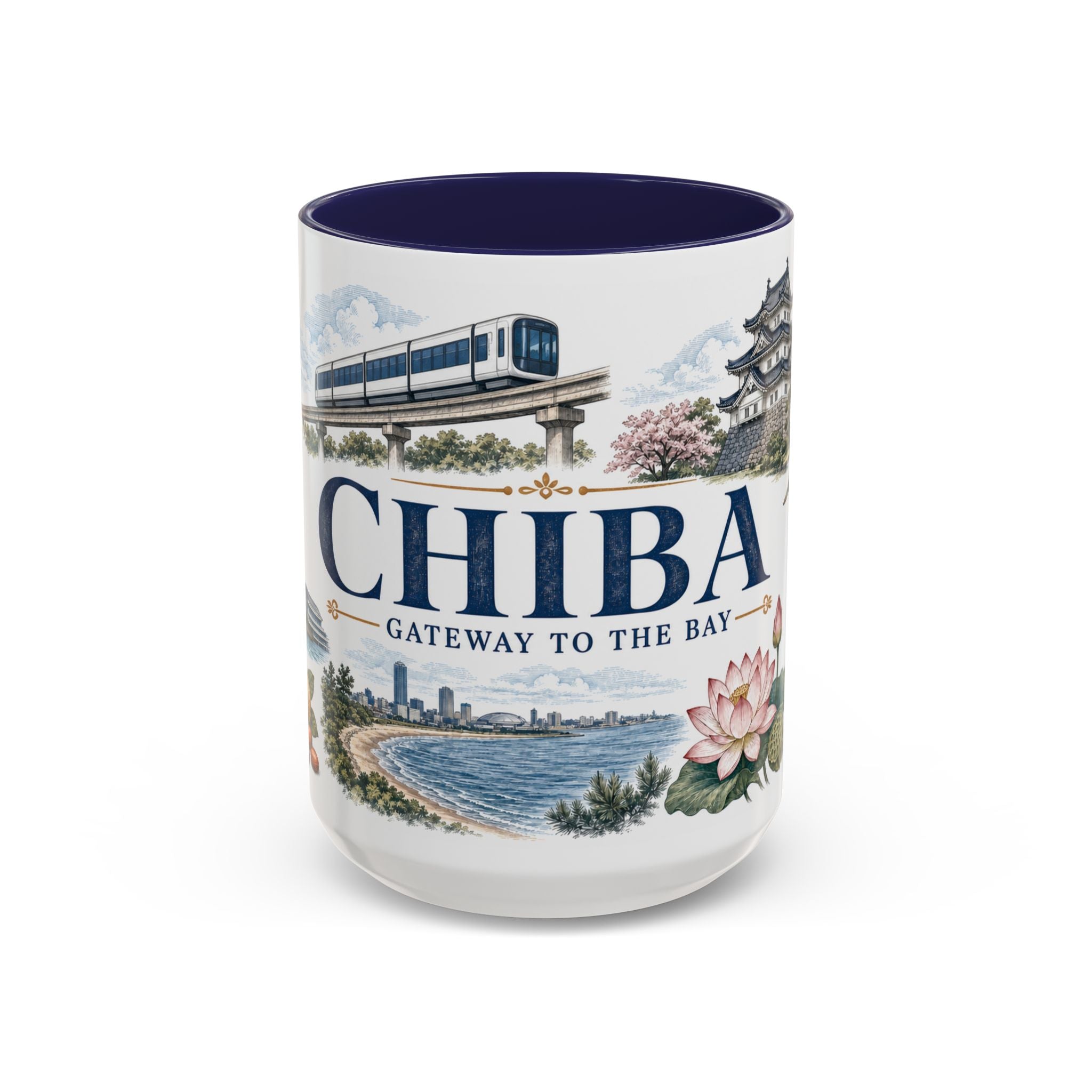 Chiba Coffee Mug | Japan Travel Souvenir | Vintage Illustrated City Gift | 11 oz 15 oz Accent Mug
