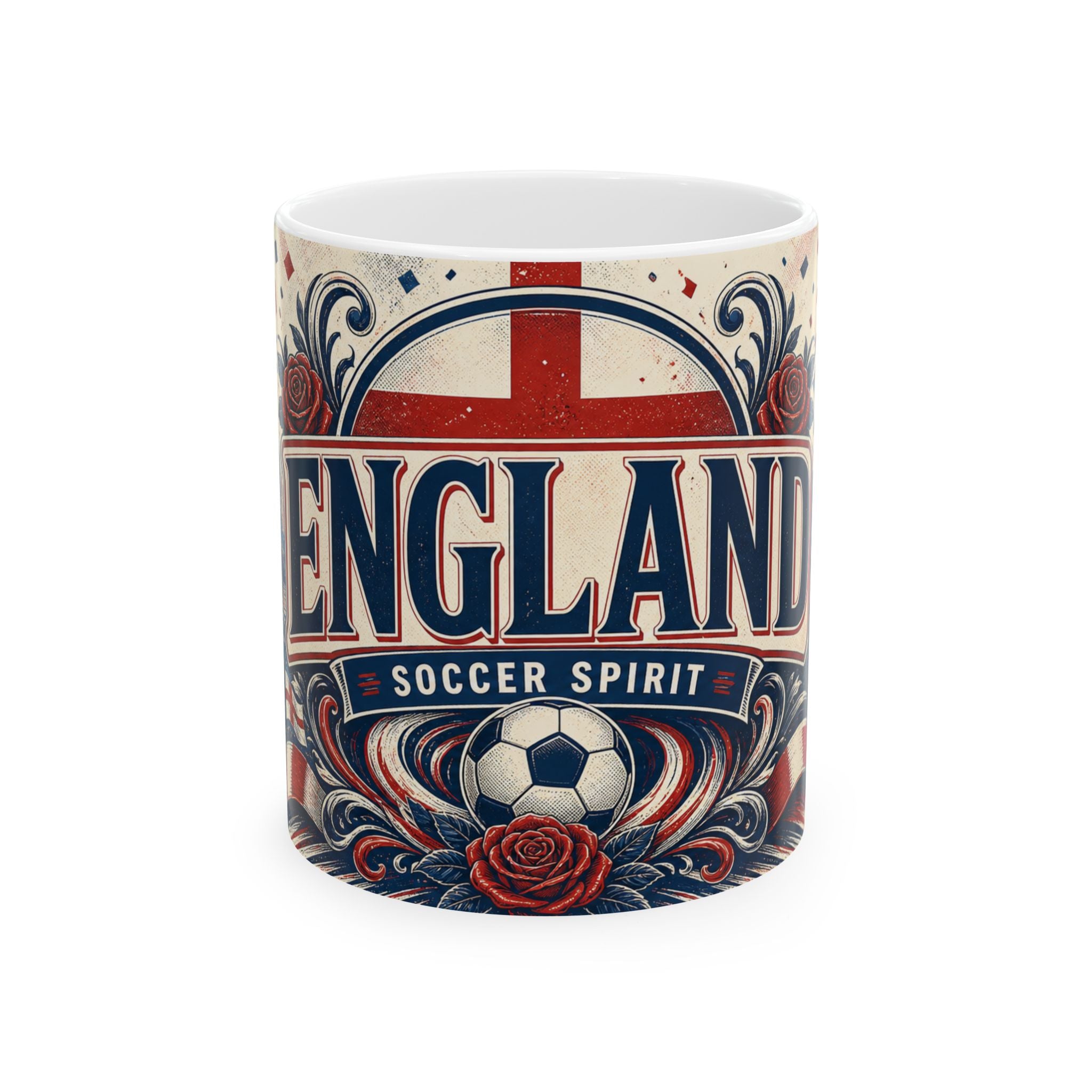England Soccer Spirit Coffee Mug | Soccer Fan Gift | Ceramic 11oz 15oz Match Day Cup