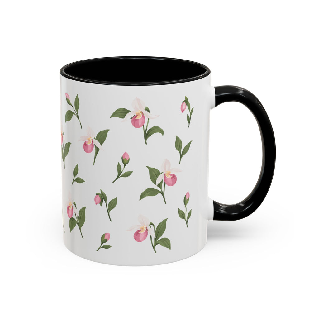 Minnesota Pink and White Lady Slipper Mug, State Flower Floral Coffee Cup, 11oz Botanical Gift