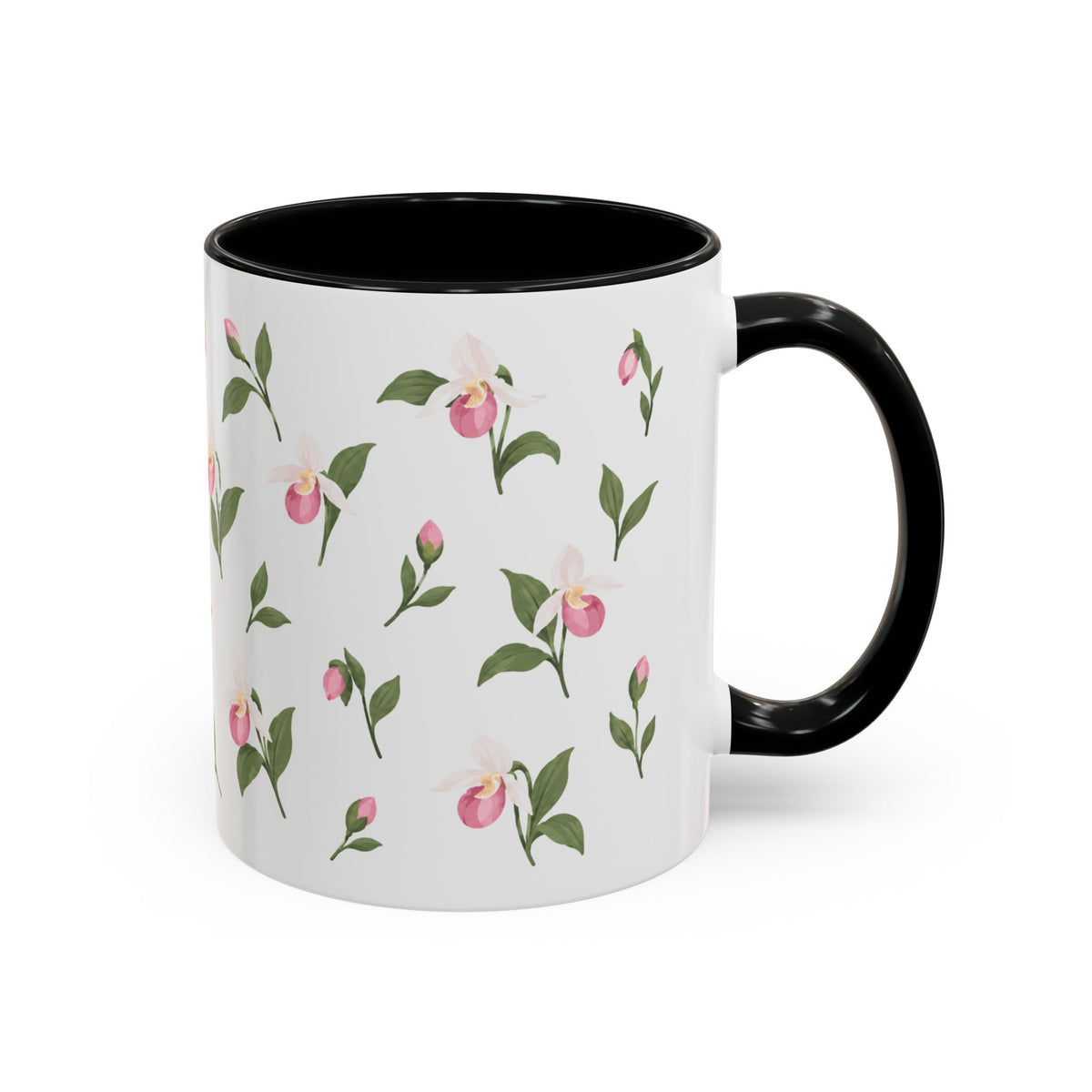 Minnesota Pink and White Lady Slipper Mug, State Flower Floral Coffee Cup, 11oz Botanical Gift