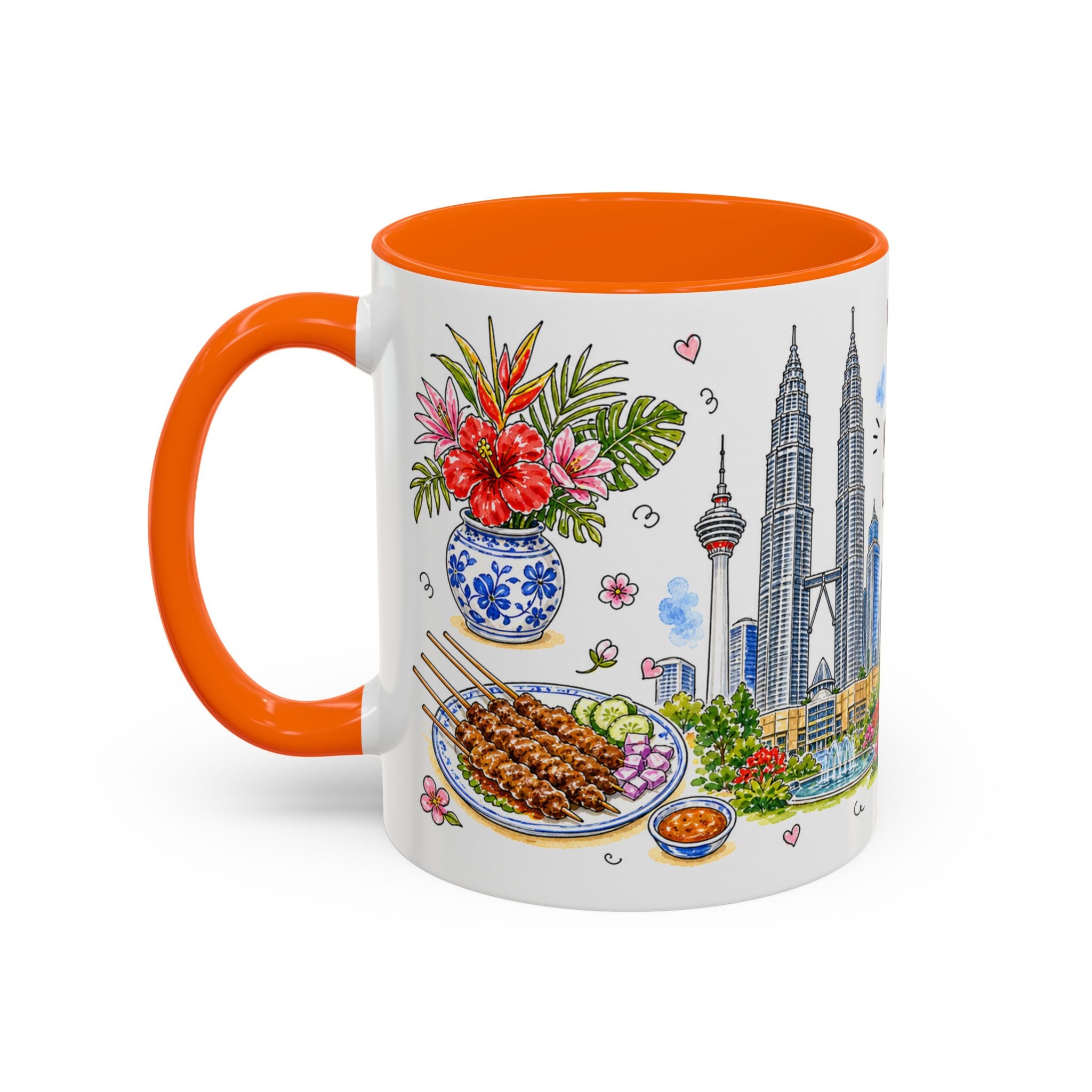 Kuala Lumpur Illustrated Travel Mug | City Souvenir Accent Coffee Mug | 11oz 15oz Ceramic Cup