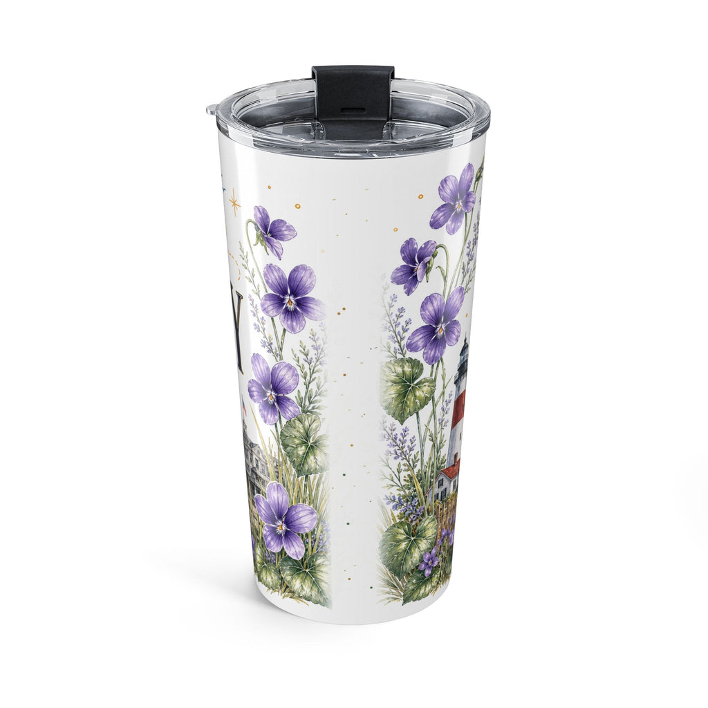 New Jersey State Flower 20oz Tumbler | Violet Botanical State Flower Gift | Insulated Stainless Steel Travel Cup