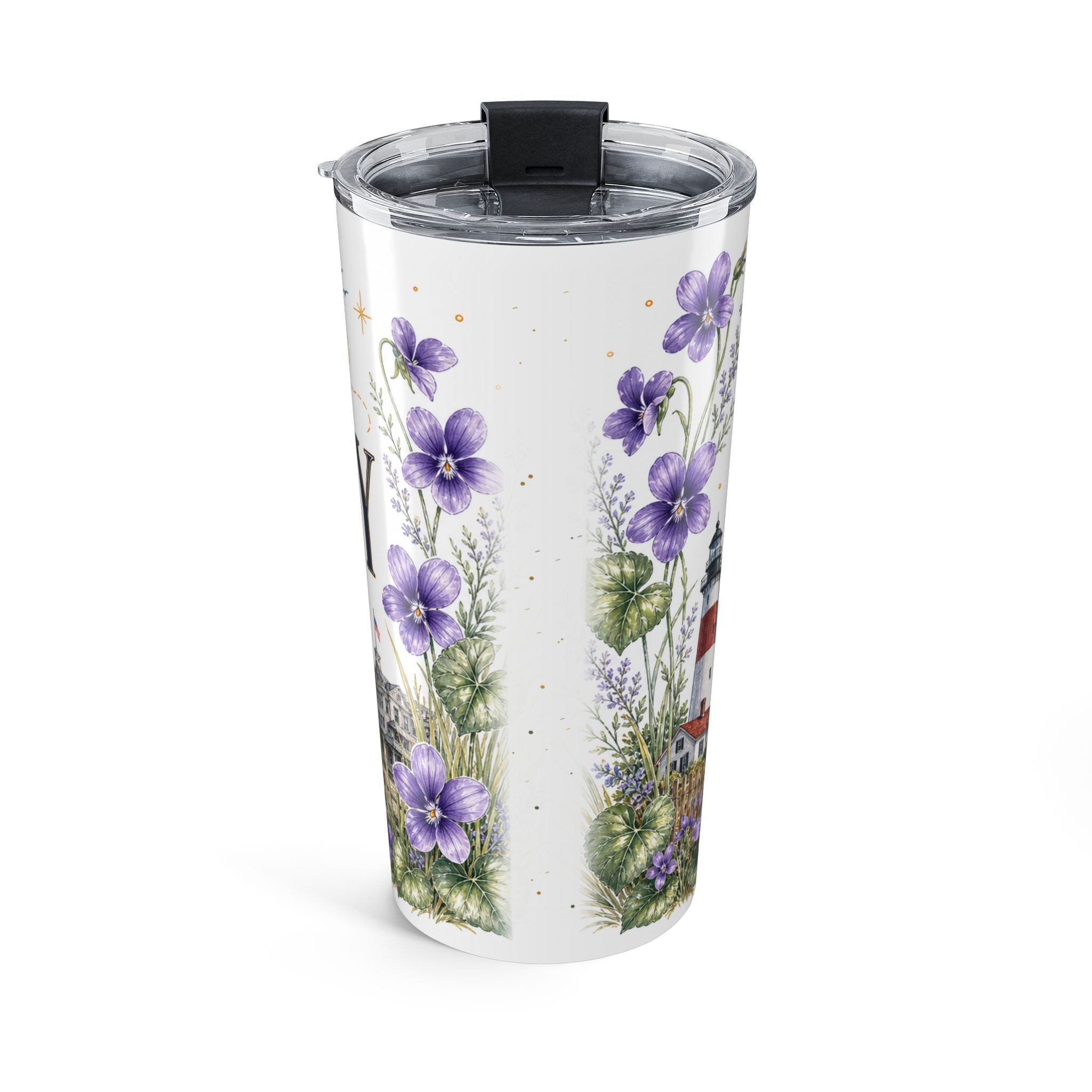 New Jersey State Flower 20oz Tumbler | Violet Botanical State Flower Gift | Insulated Stainless Steel Travel Cup