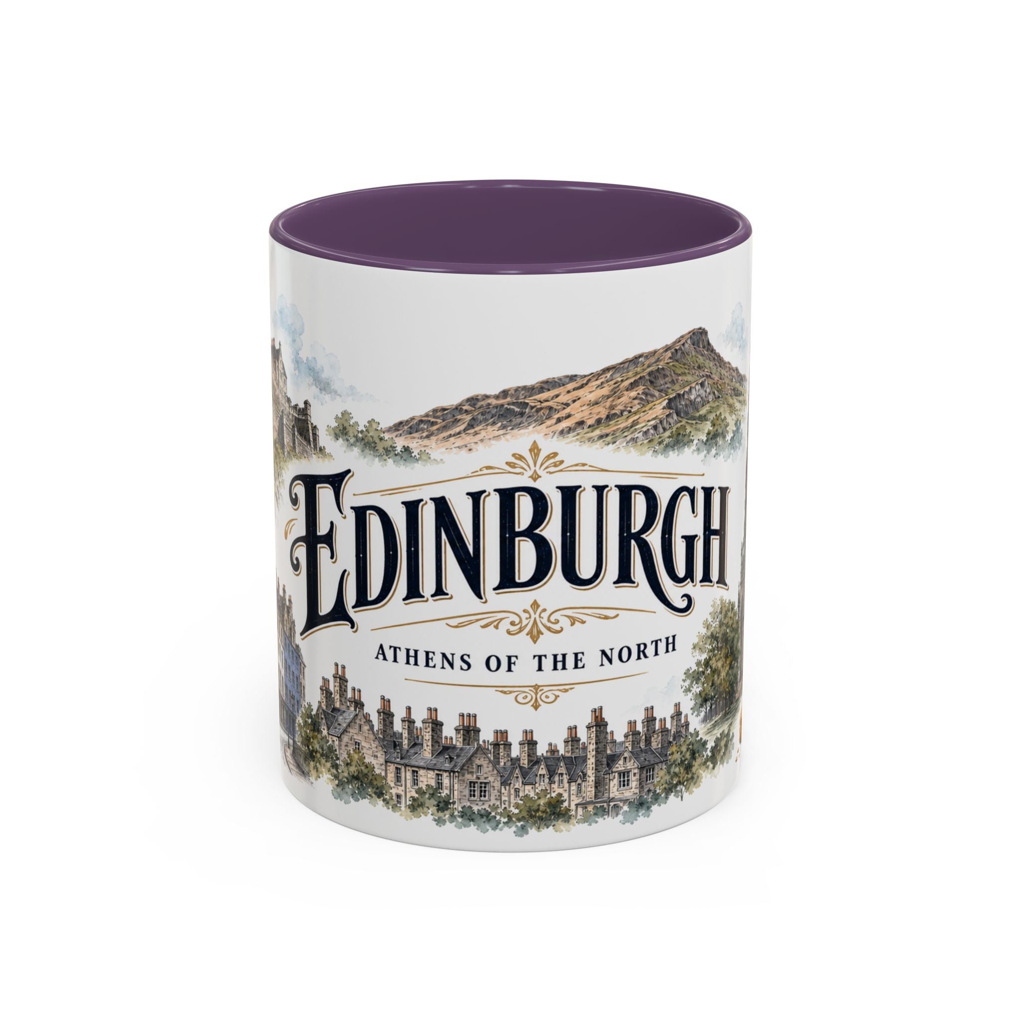 Edinburgh Coffee Mug | United Kingdom Travel Souvenir | Vintage Illustrated City Gift | 11 oz 15 oz Accent Mug
