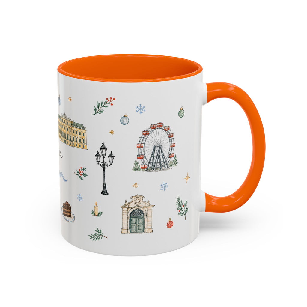 Vienna Christmas Mug | Watercolor Travel Souvenir | Holiday Gift | Accent Ceramic Coffee Cup 11oz 15oz