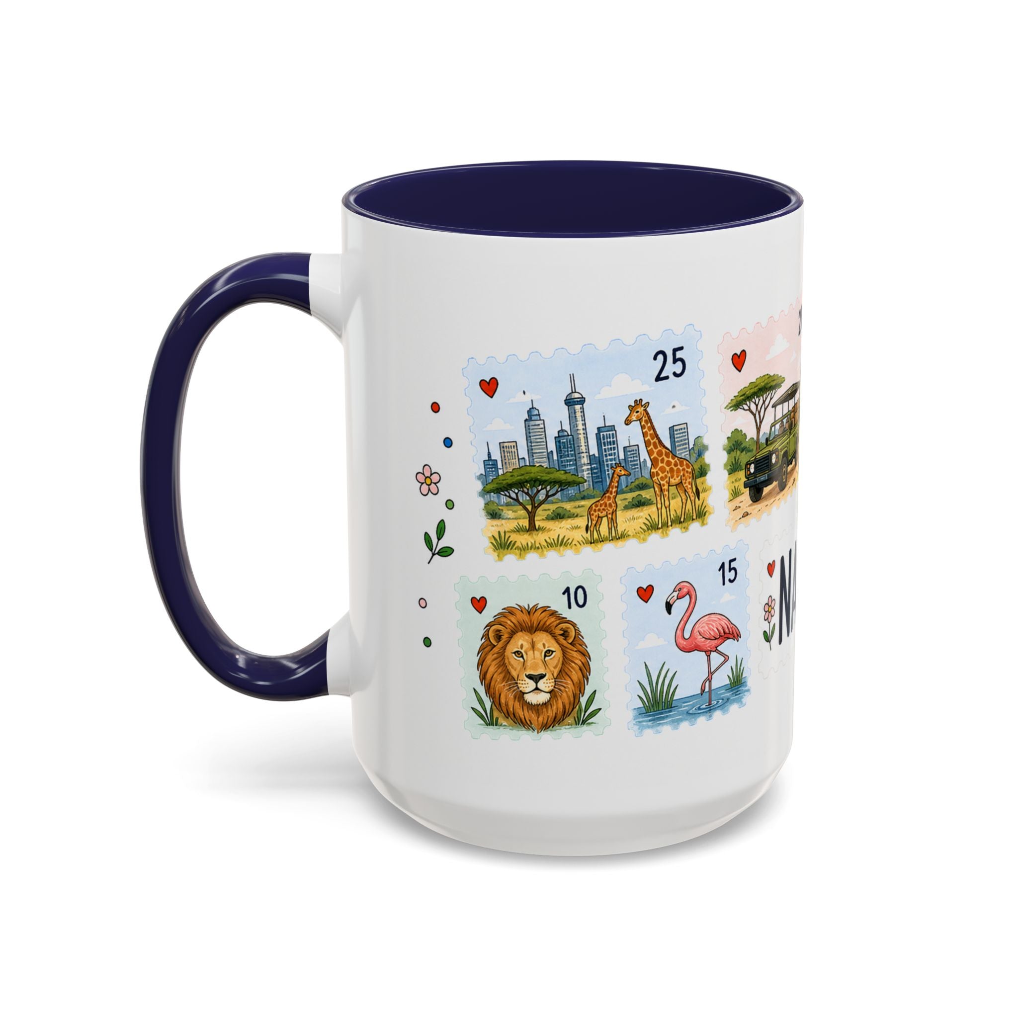 Nairobi Coffee Mug | Postage Stamp Collage Mug | Travel Souvenir Accent Cup 11oz 15oz