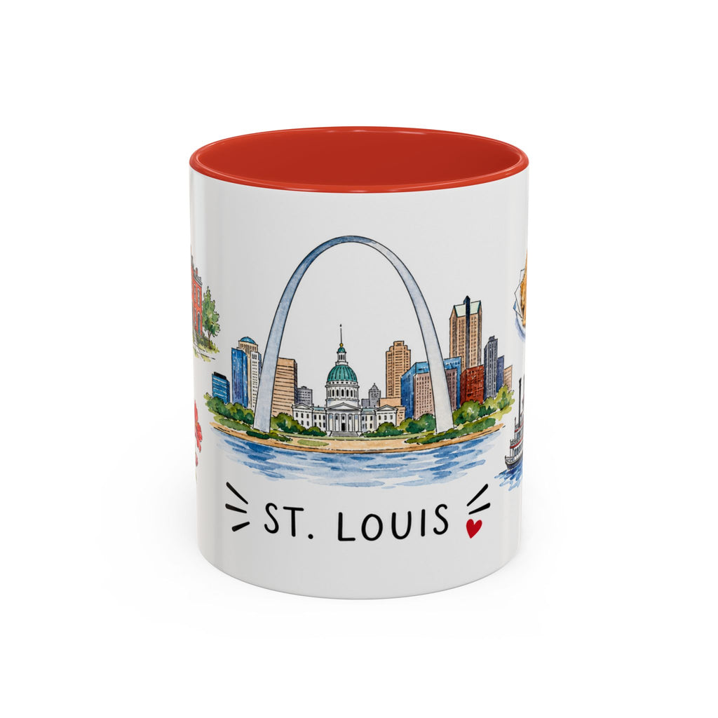 St. Louis Illustrated Travel Mug | City Souvenir Accent Coffee Mug | 11oz 15oz Ceramic Cup