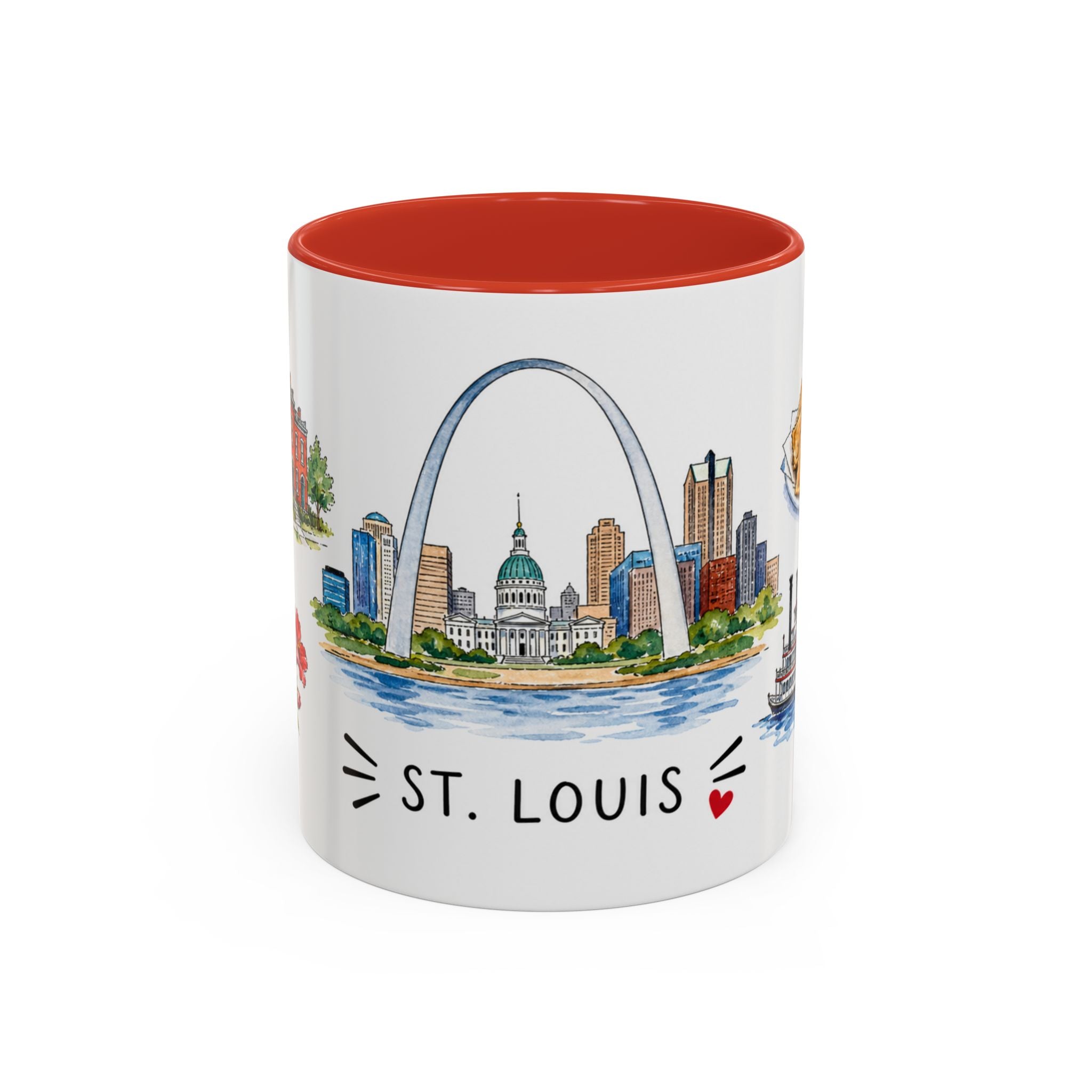 St. Louis Illustrated Travel Mug | City Souvenir Accent Coffee Mug | 11oz 15oz Ceramic Cup