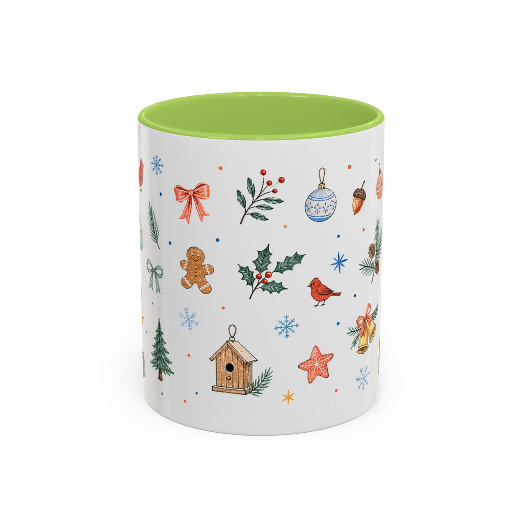 Woodland Christmas Mug | Deer Bird Watercolor Holiday Gift | Accent Cup 11oz 15oz