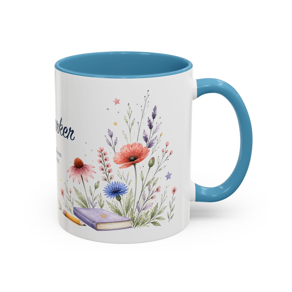 Personalized Kindergarten Teacher Mug | Custom Name Wildflower Rainbow Cup | Back to School Gift