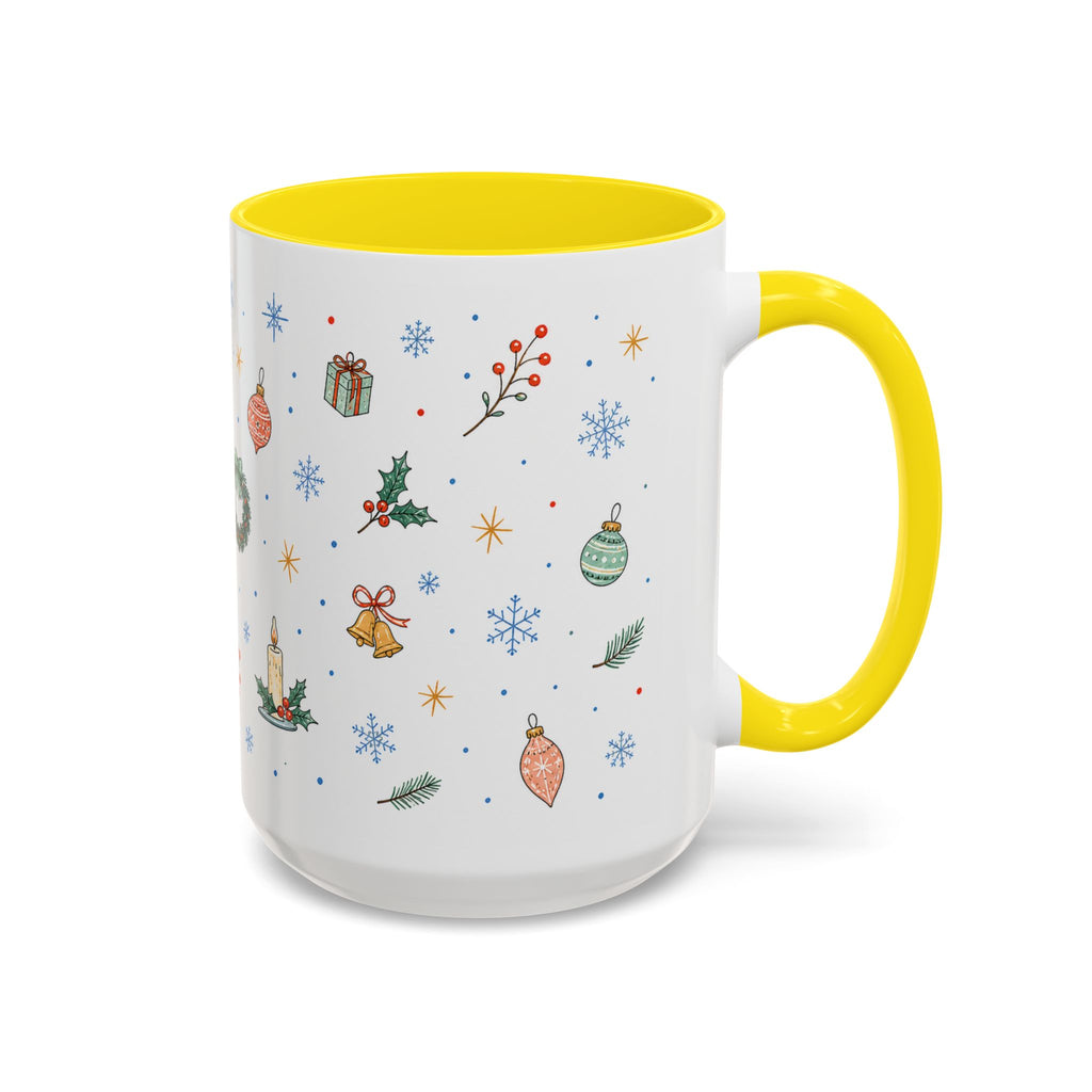Christmas Ornament Mug | Snowflake Watercolor Holiday Gift | Accent Cup 11oz 15oz