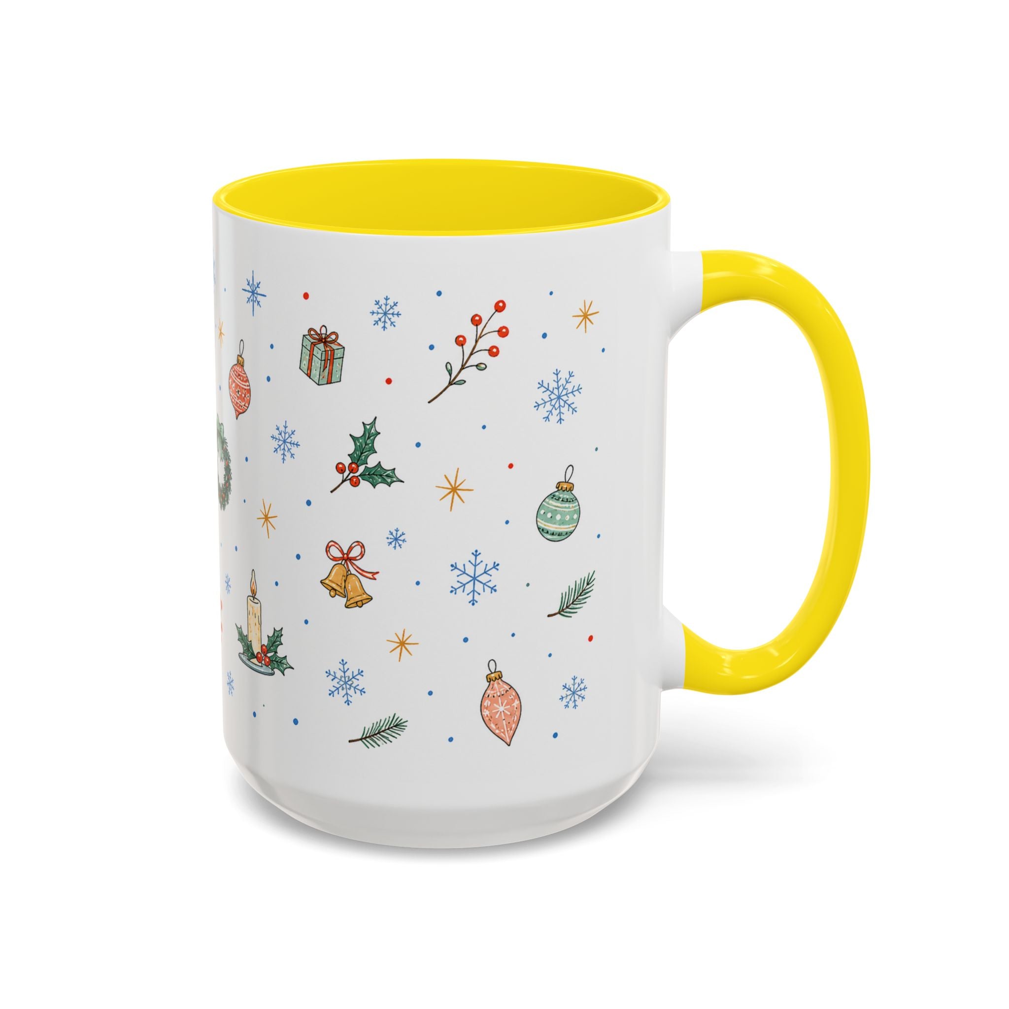 Christmas Ornament Mug | Snowflake Watercolor Holiday Gift | Accent Cup 11oz 15oz