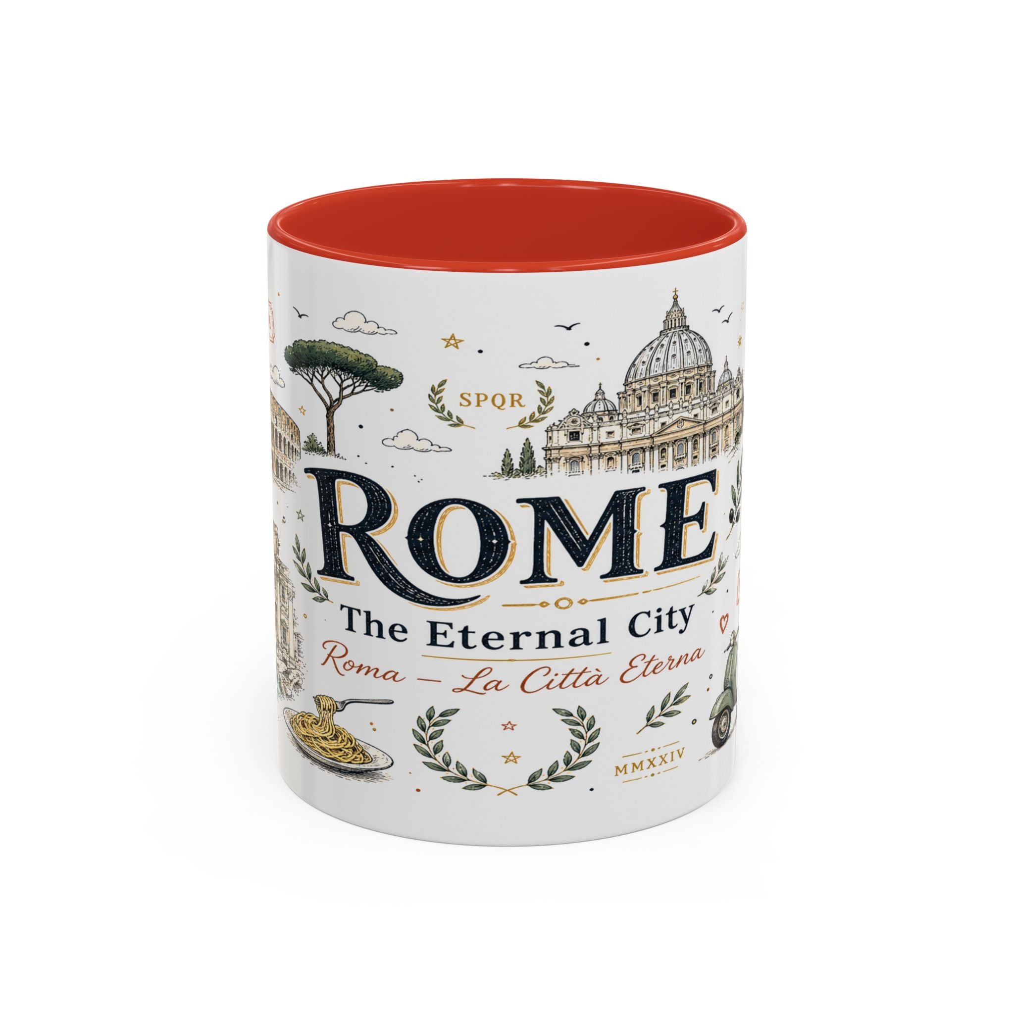 Rome Coffee Mug | Italy Souvenir Travel Gift | Accent Color Ceramic 11oz 15oz