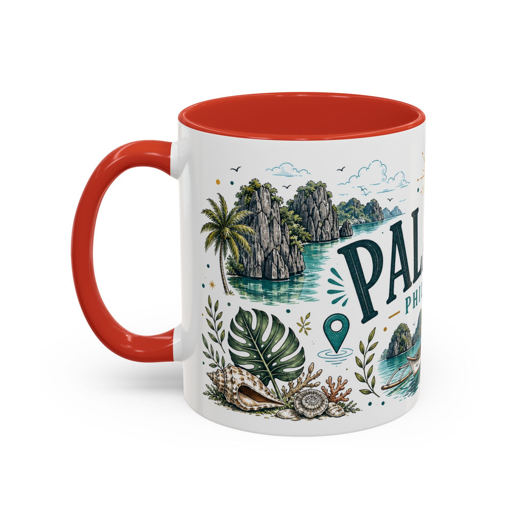 Palawan Coffee Mug | Travel Destination Souvenir Gift | Accent Color Ceramic 11oz 15oz